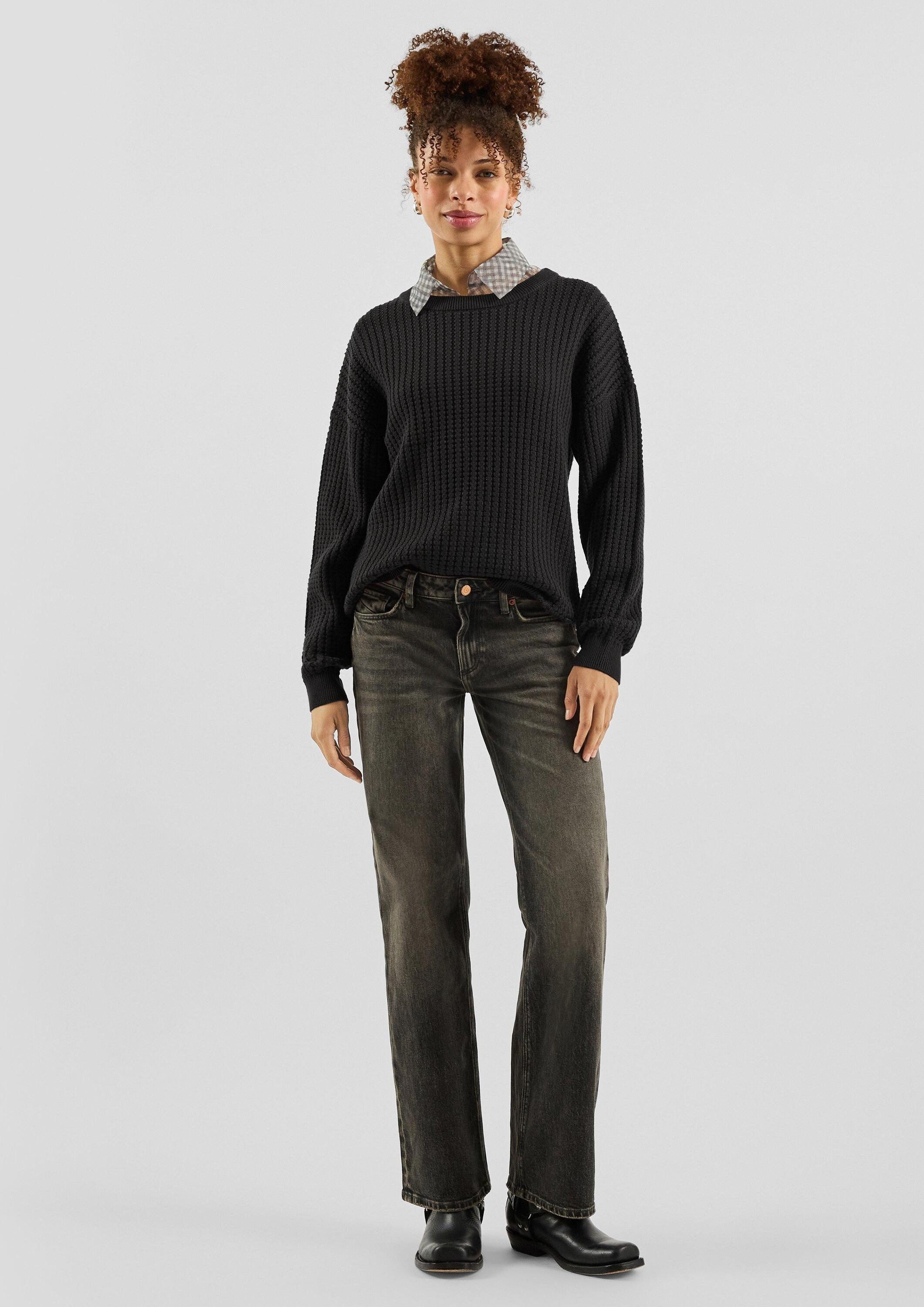 QS Longpullover Strickpullover Strukturierter Pullover