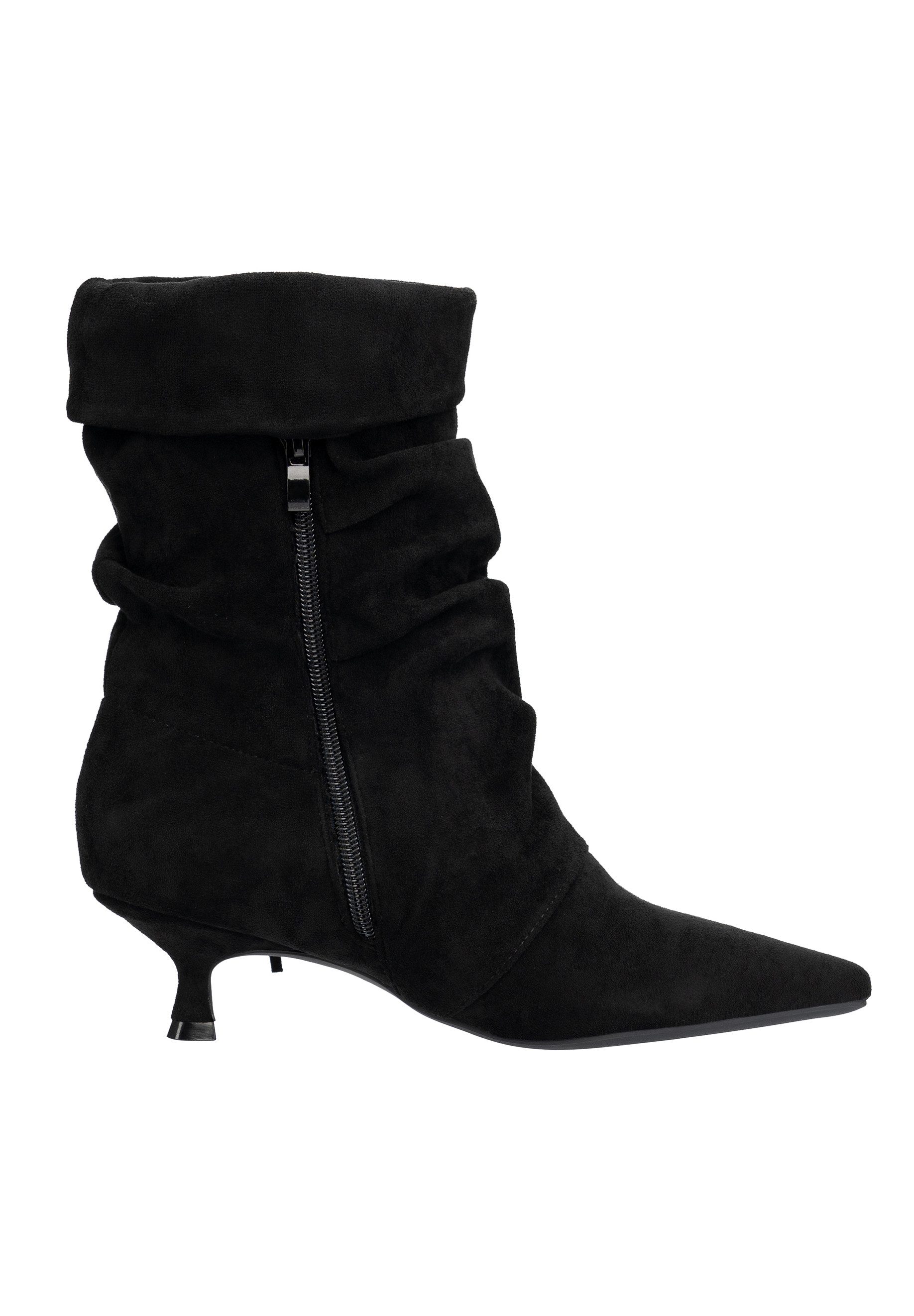 Salinyang Damen Stiefeletten mit Fransen in Wildlederoptik – Kitten Heels Stiefelette