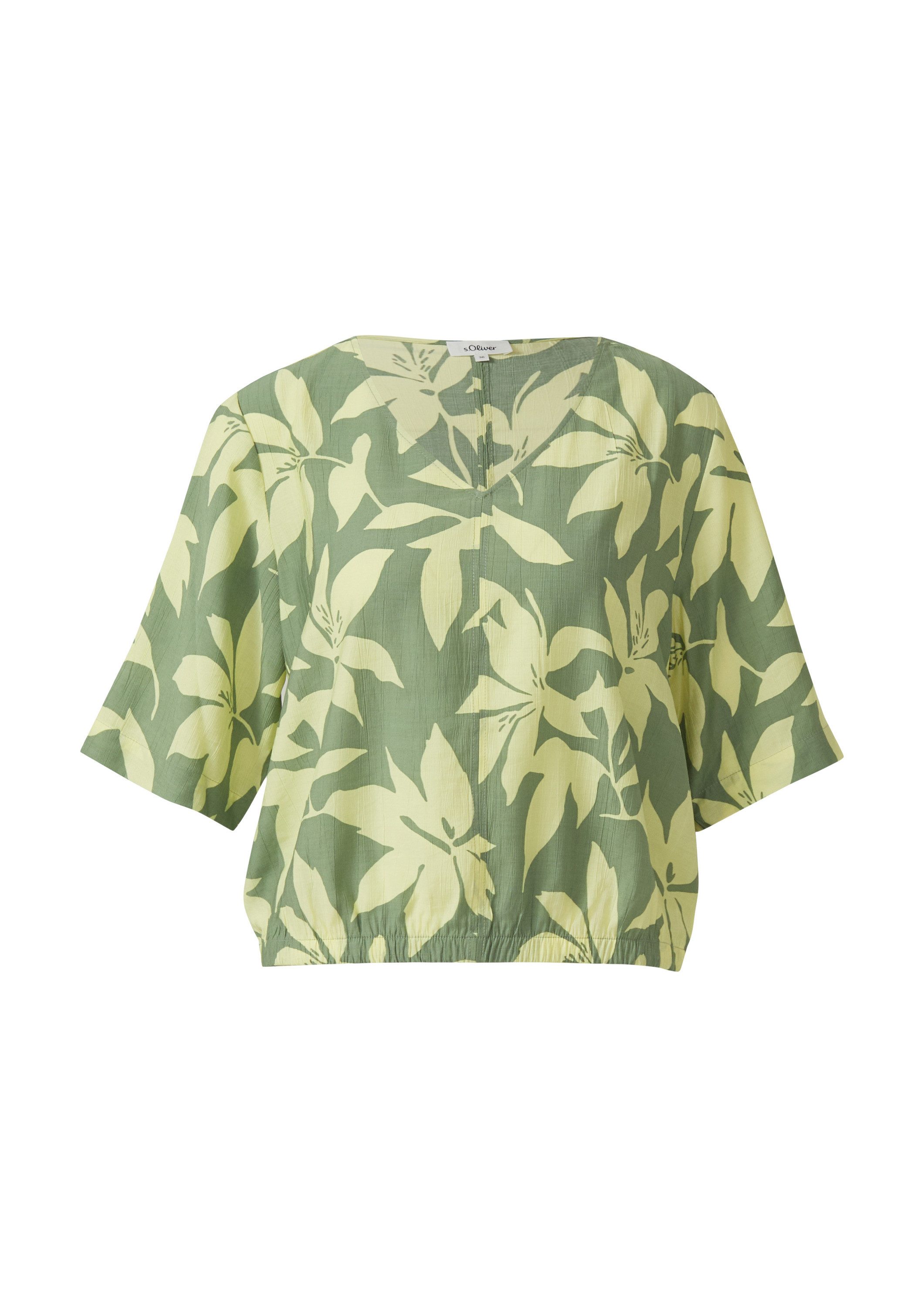 s.Oliver Kurzarmbluse Bluse Strukturierte Bluse im O-Shape