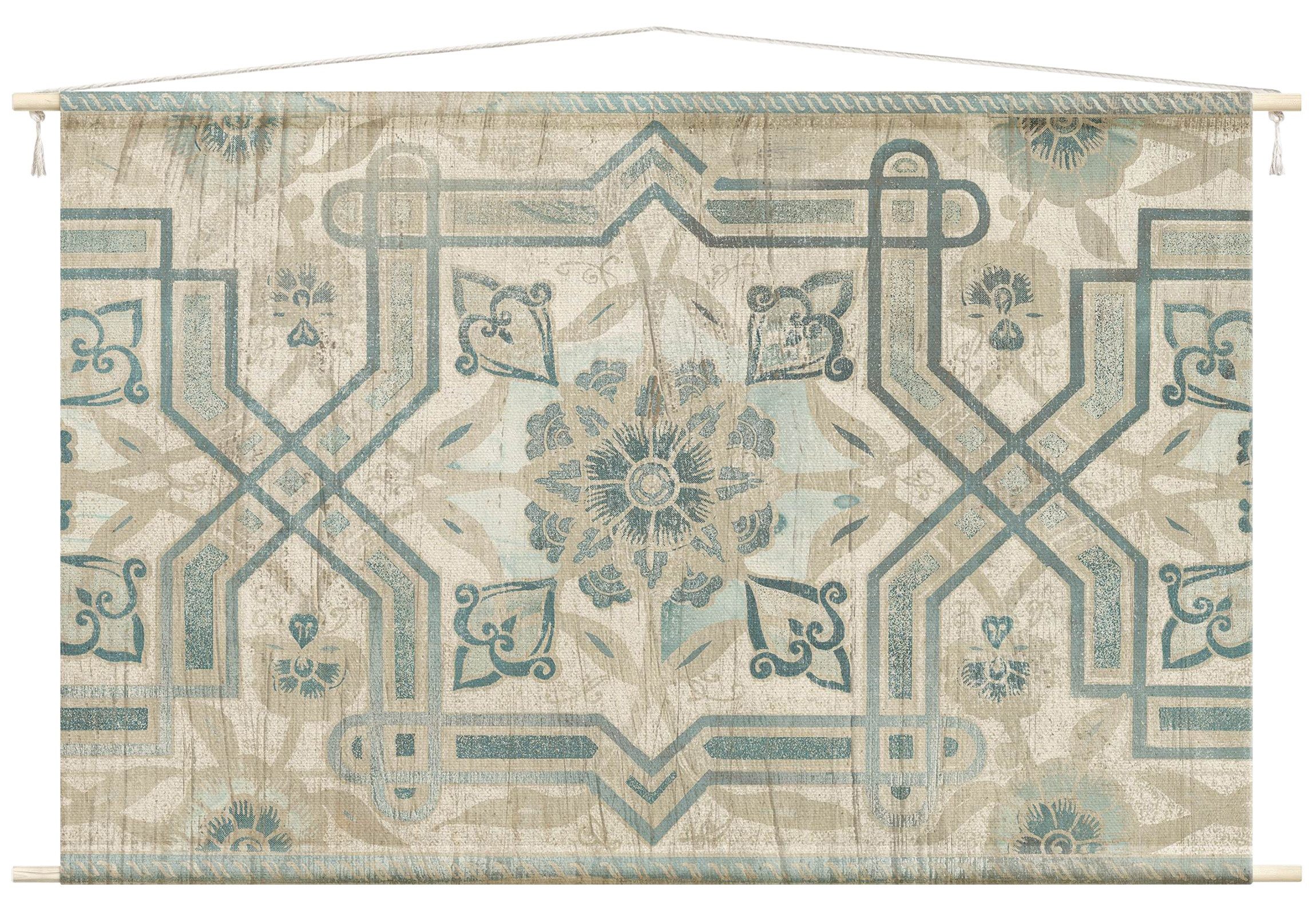 Bilderdepot24 Wandteppich modern Muster Ornamente Orientalisch Vintage weiss, rechteckig, Höhe: 2.6 mm, großes Wandbild aus Natur-Baumwolle Wandbehang Stoffbild Tuch Wollseil