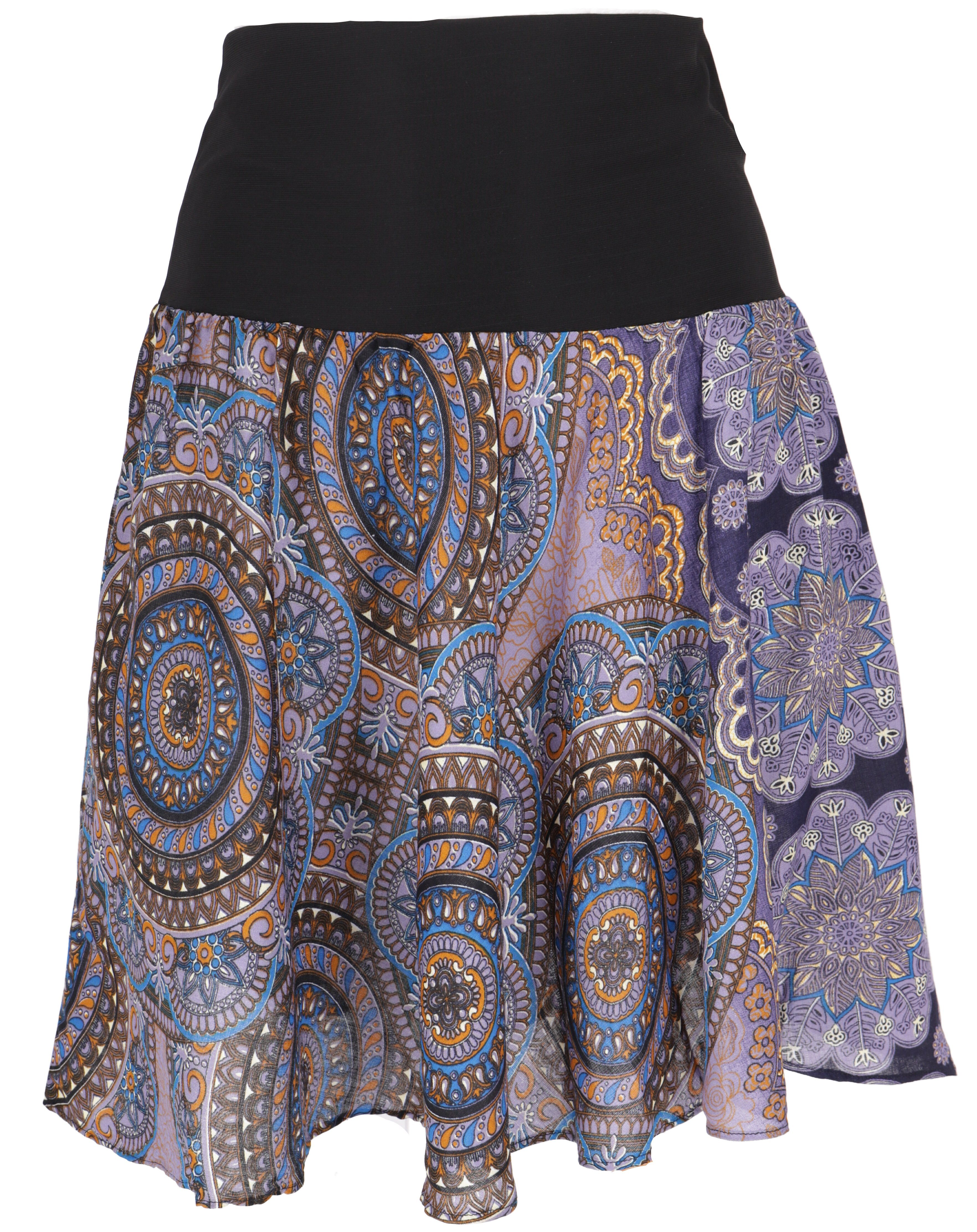 Guru-Shop Minirock Luftiger Minirock, Boho Sommerrock - flieder Boho