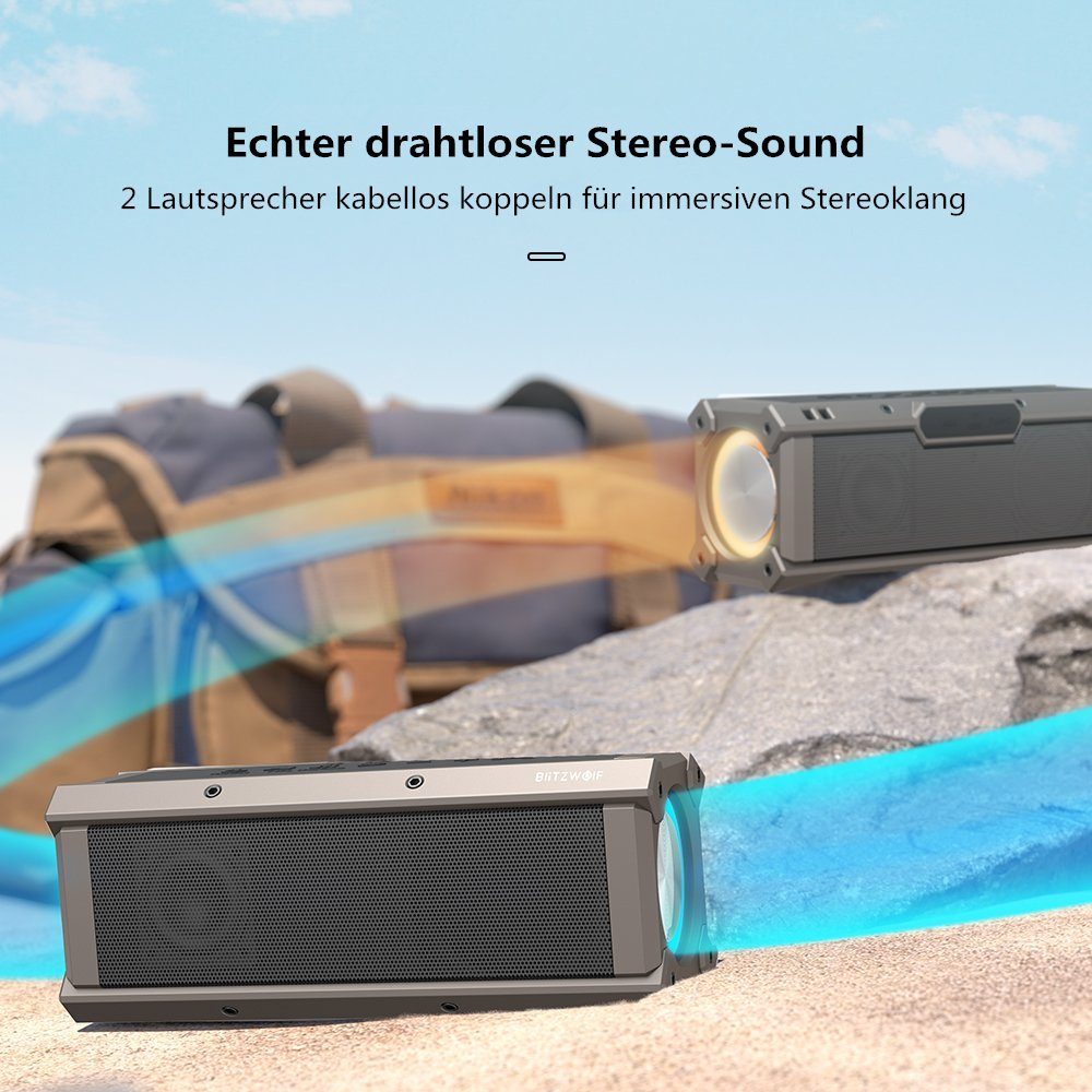 BLiTZWOLF BW-WA3 Bluetooth-Lautsprecher (Bluetooth, 100 W, tragbar Lautsprecher RGB-Licht TWS)