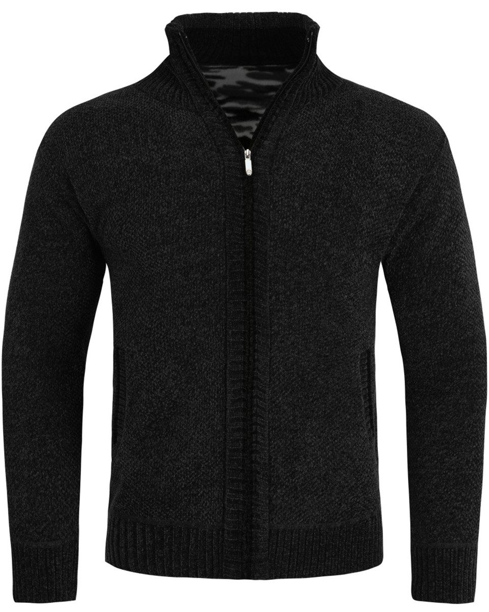 Allthemen Cardigan mit Stehkragen Uni Grobstrick günstig online kaufen