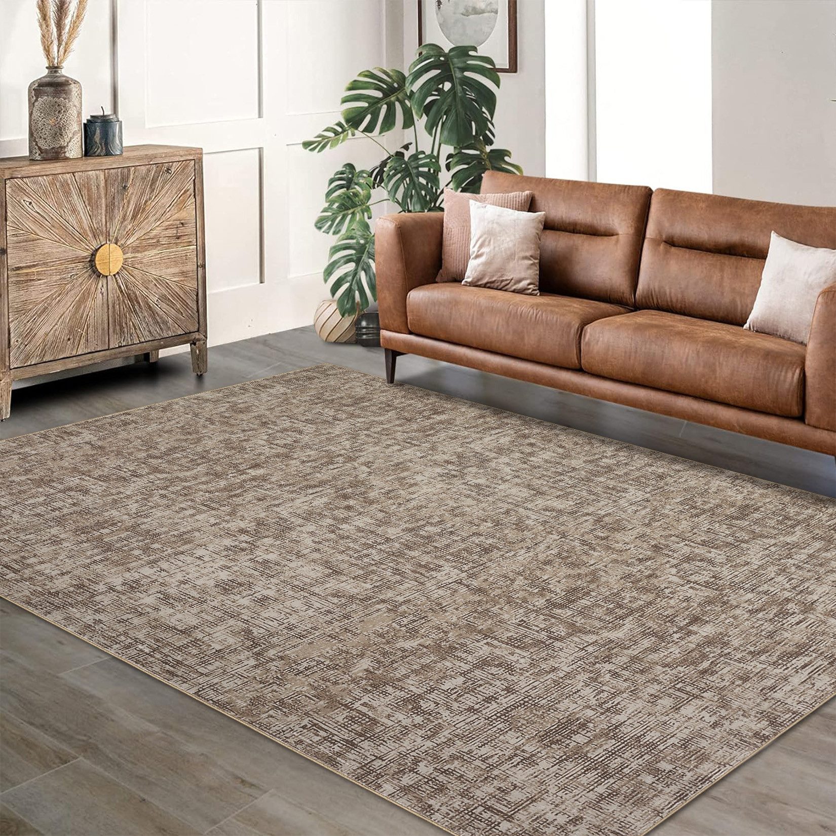 GarveeMore Teppich, rechteckig, Höhe: 7 mm, Teppich Wohnzimmer Moderner Einfarbig Kurzflor Waschbarer