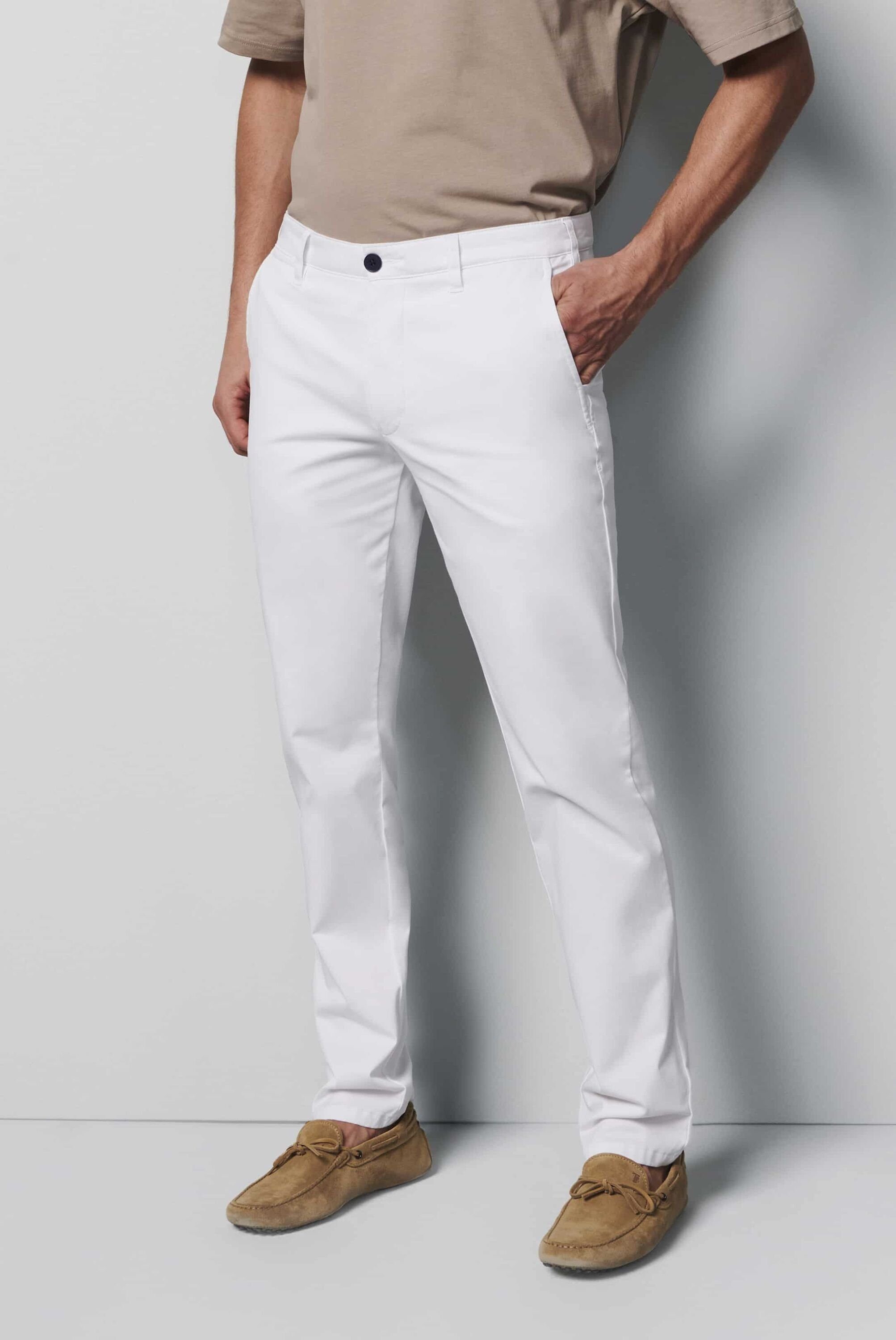 MEYER Chinohose unifarbenen WEIß Moderne Cotton im Chino M5 Design Stretch