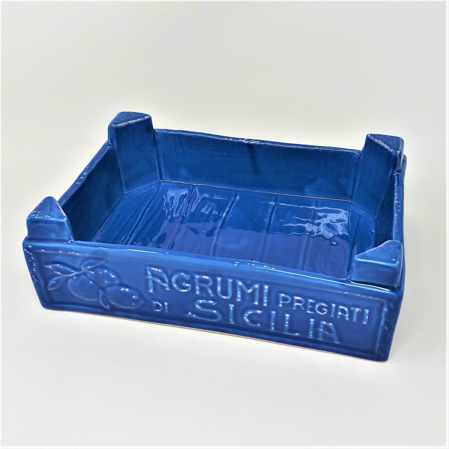 Virginia Casa Servierplatte Mediterraneo, Keramik, Handwäsche empfohlen, Blau, Früchte, H: 9cm