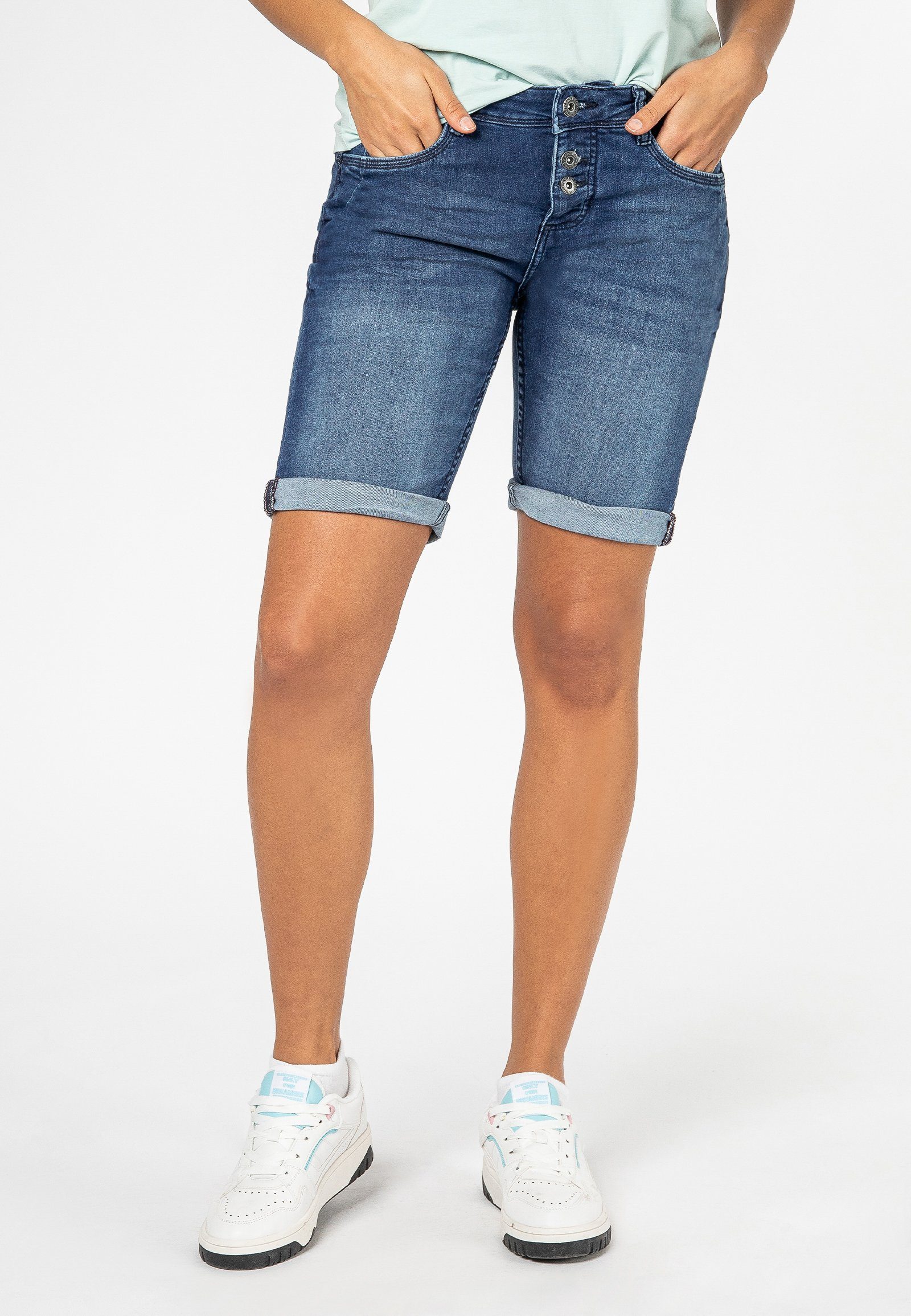 SUBLEVEL Jeansbermudas Damen Jeans Bermuda Stretch-Jeans