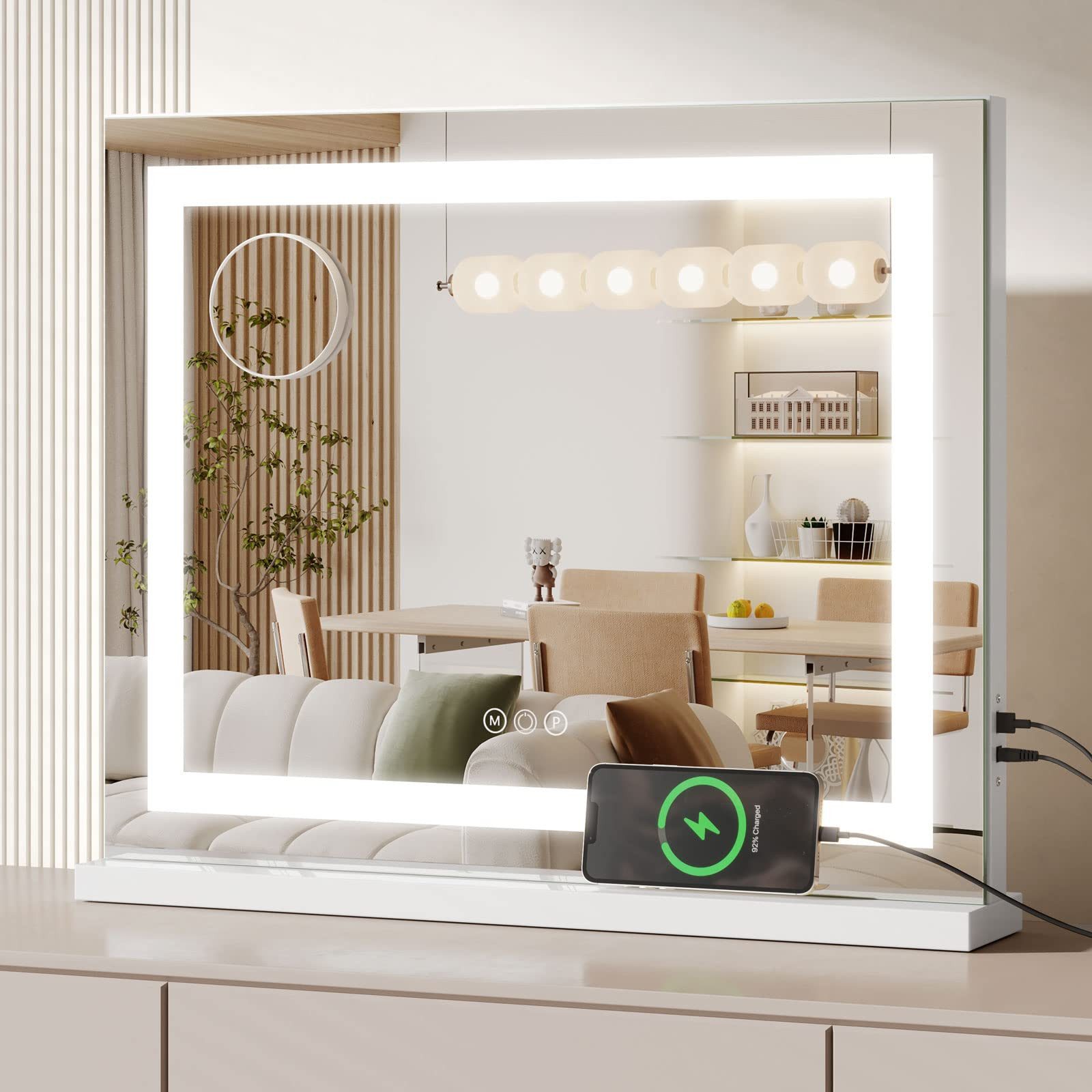 Dripex Schminkspiegel Hollywood Make-up Spiegel mit 3 Farblichtmodi USB Anschluss