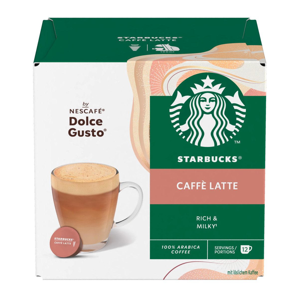 Starbucks Kaffee, Starbucks Caffe Latte by Nescafe Dolce Gusto 12 Kapseln Packung 121,2g
