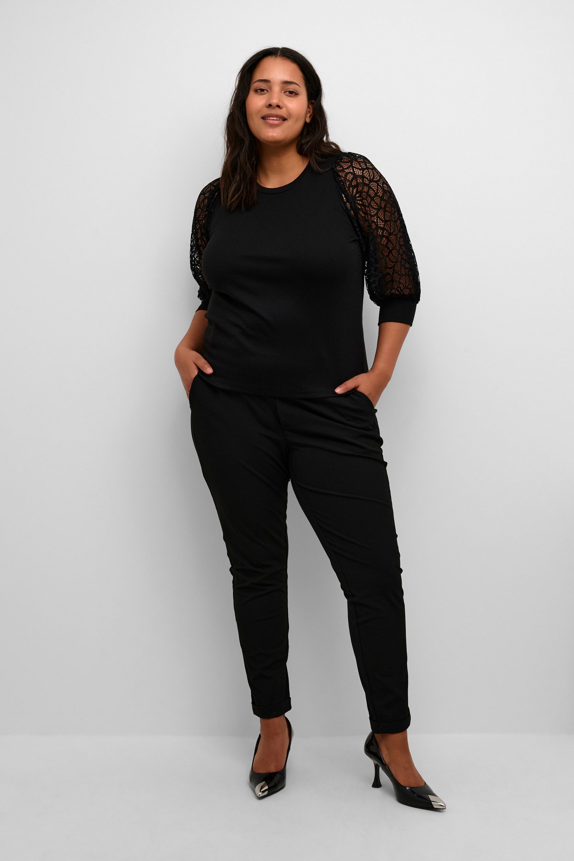 KAFFE Curve Langarmbluse Langarm-Shirt KCbella Große Größen