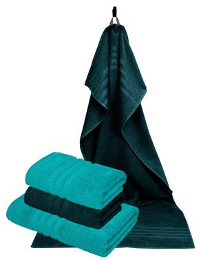 Lashuma Handtuch Set »London« (Set, 4-tlg), je 2x Handtuch 50x100 und Badetuch 70x140 cm grün