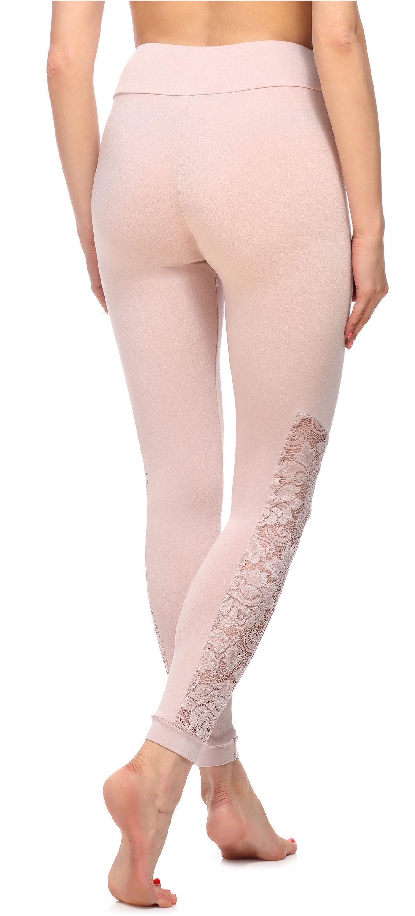 Merry Style Leggings Damen Lange Leggings mit Spitze MS10-309 (1-tlg) elastischer Bund