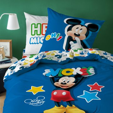 Kinderbettwäsche Mickey Mouse Bettwäsche Story Linon / Renforcé, BERONAGE, 100% Baumwolle, 2 teilig, 135x200 + 80x80 cm
