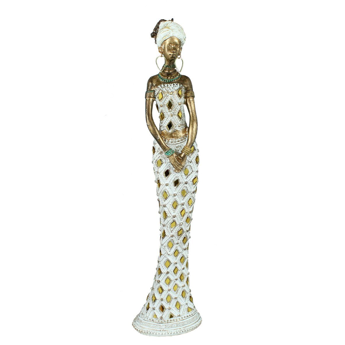 colourliving Afrikafigur Afrika Deko Figur Frau mit Händen übereinander Afrikanische Dekofigur, handbemalt