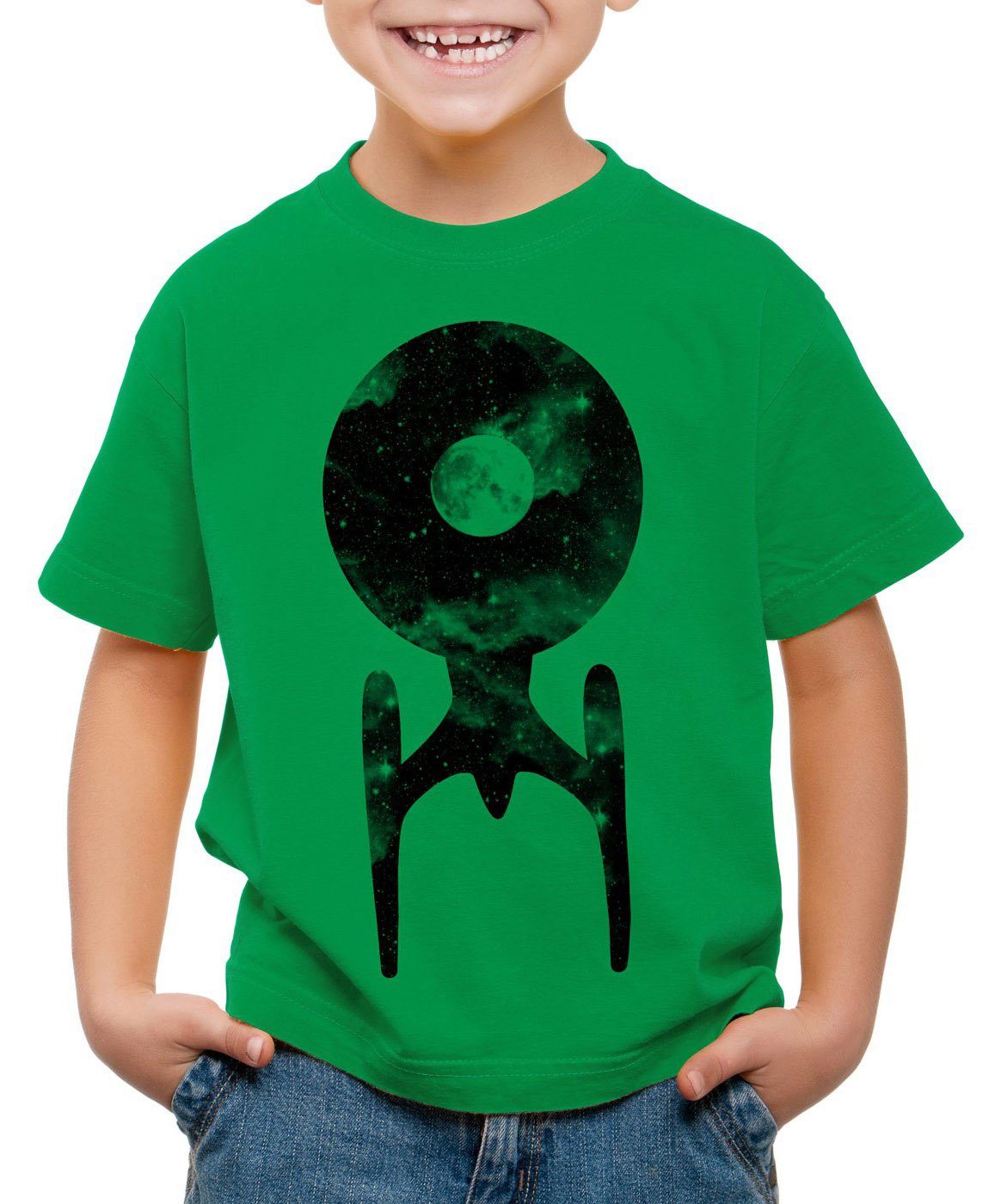 style3 Print-Shirt Kinder T-Shirt Trek Raumschiff trekkie star grün