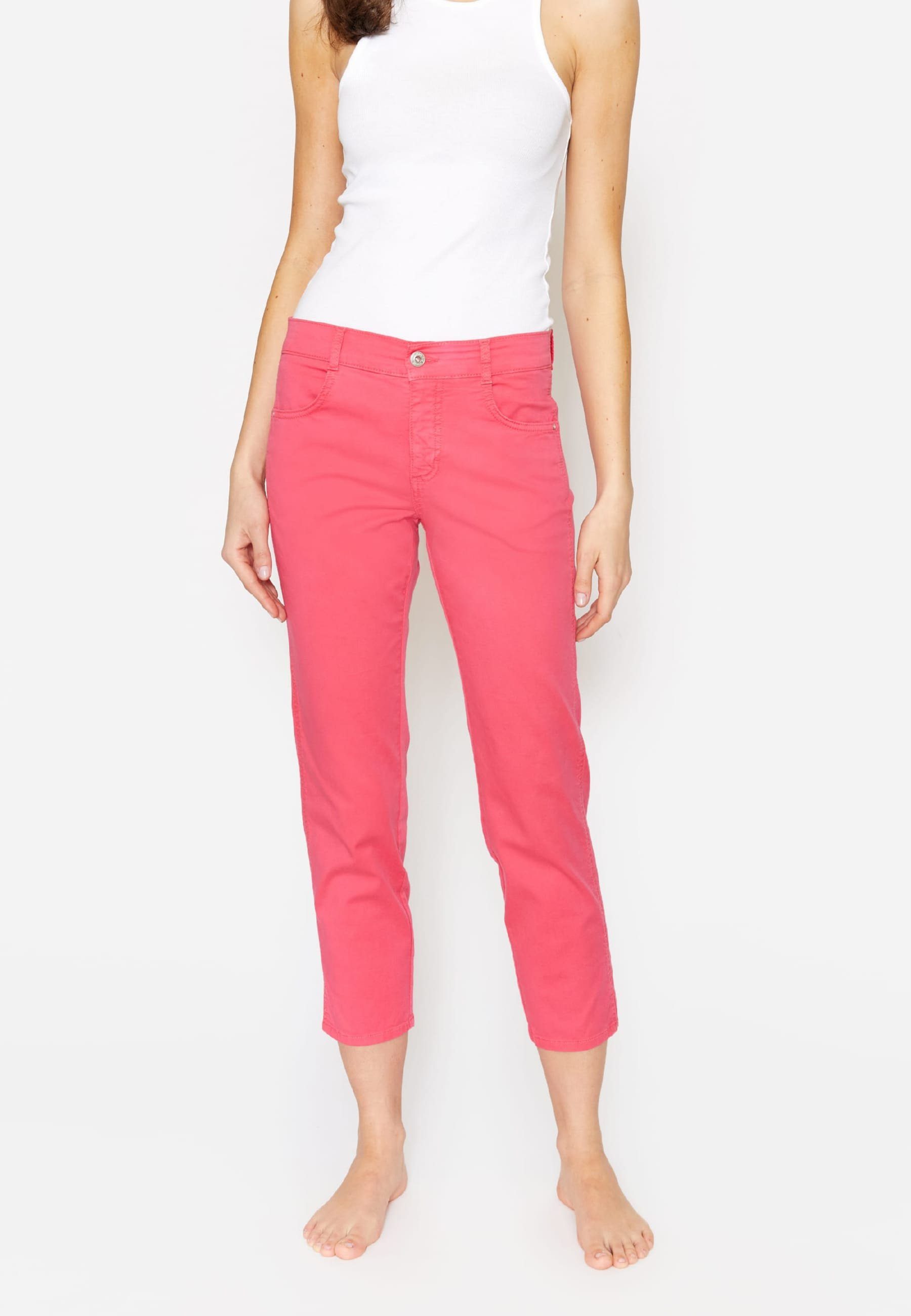 ANGELS 7/8-Jeans Hose Cici Crop Slit mit Schlitz mit Label-Applikationen pink