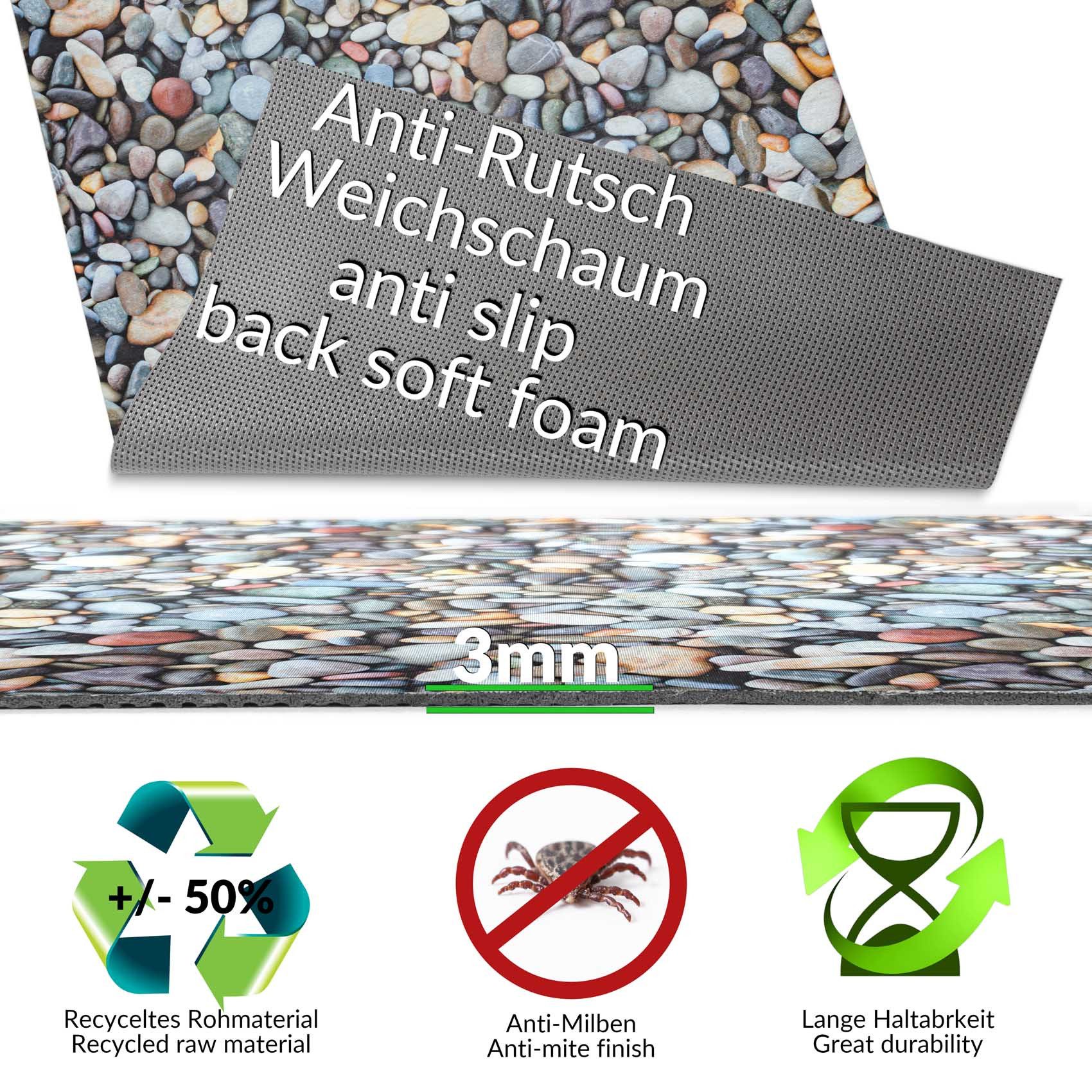 ANRO Küchenläufer Premium RANNA Läufer Küchenteppich Teppich Textil, Eckig, Höhe: 3 mm, Textil