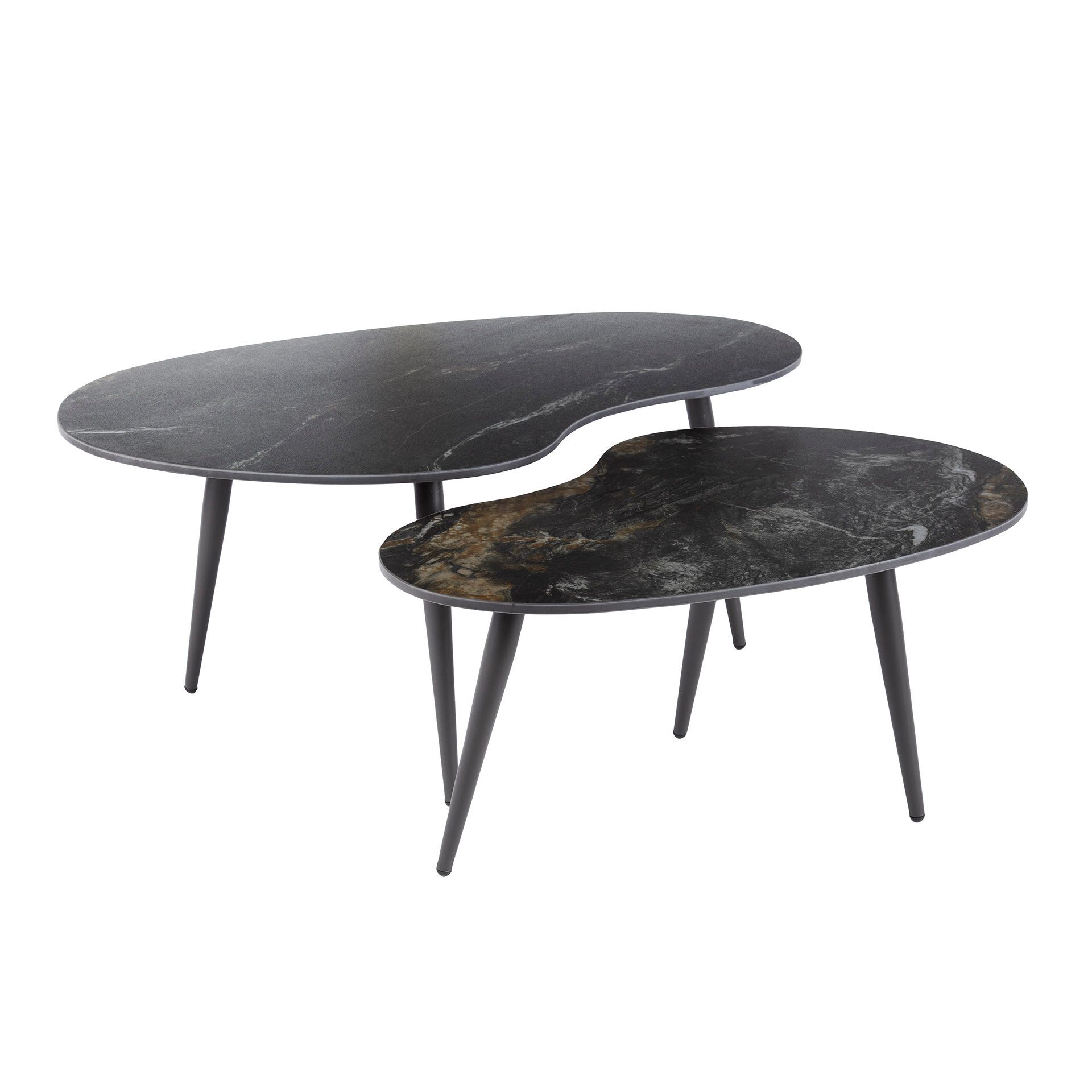 Villa Möbel Couchtisch Fossil (1 Tisch, 2-St), Nierenförmiges Couchtisch Set aus Keramik fossil black