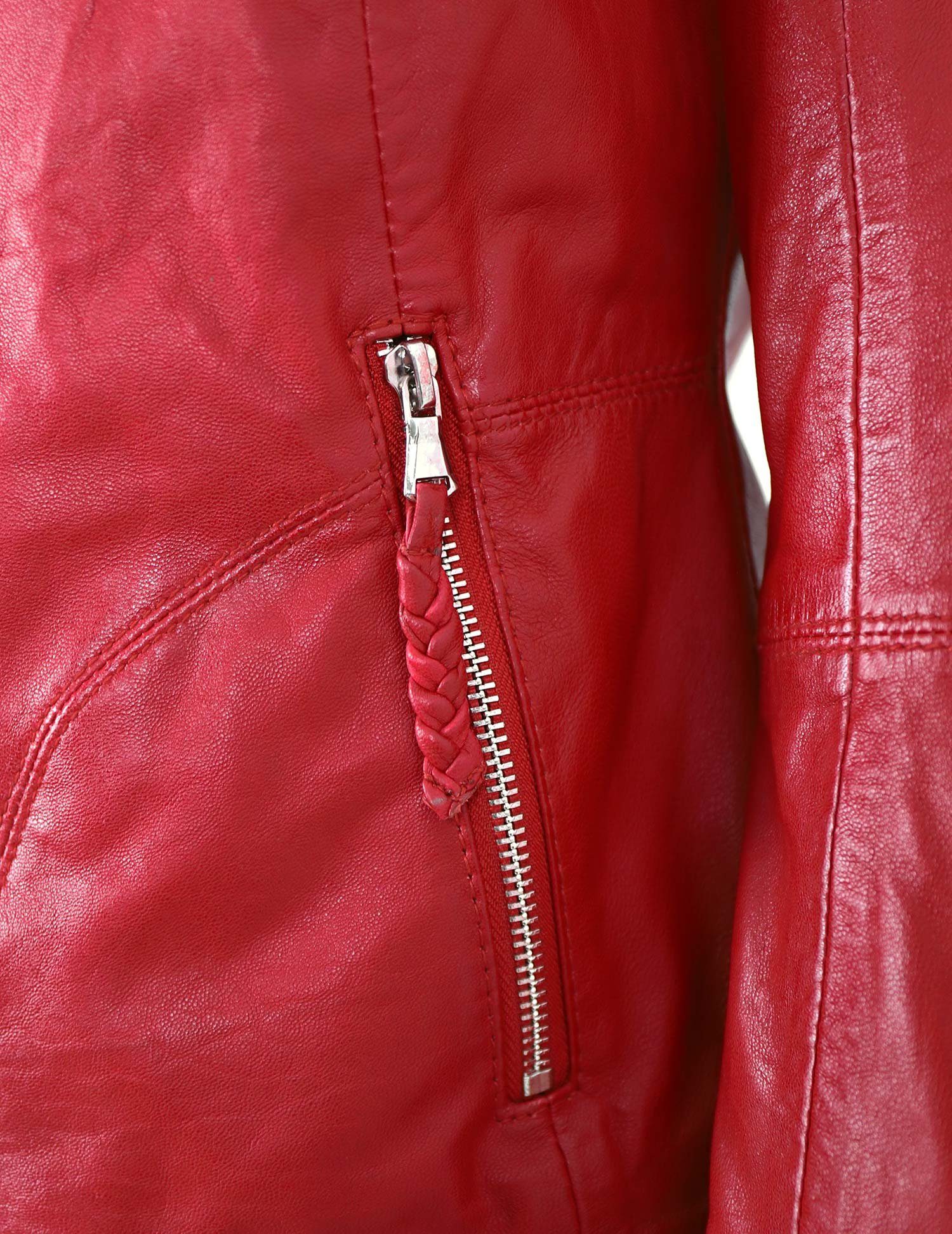 Echtleder Damen rot Lederjacke Niobe Jilani gegerbt pflanzlich Lammnappa Lederjacke