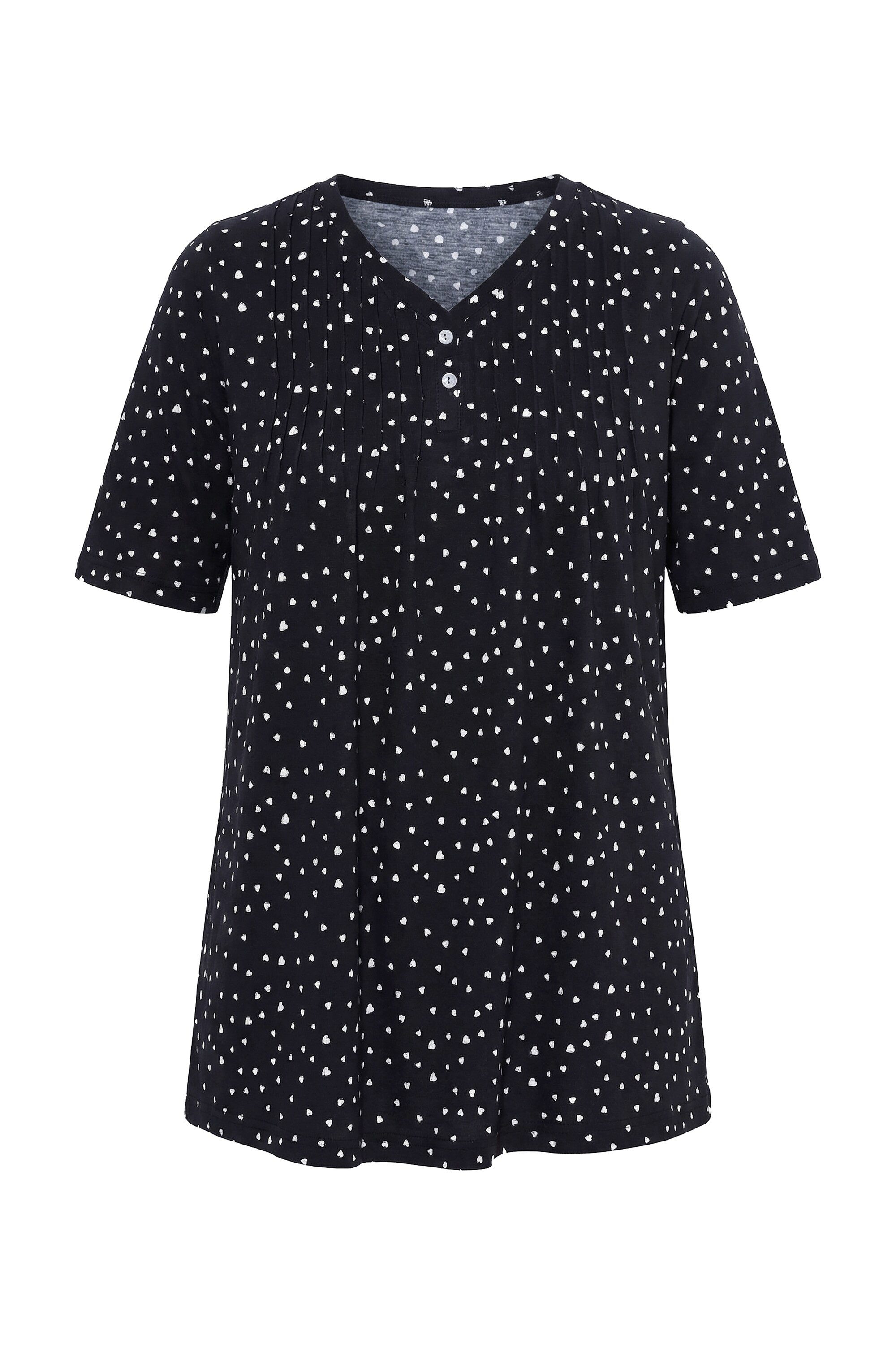 Ulla Popken T-Shirt T-Shirt Biesen A-Linie V-Ausschnitt Halbarm