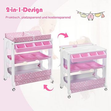 COSTWAY Babybadewanne Wickeltisch, mit Aufbewahrungskorb