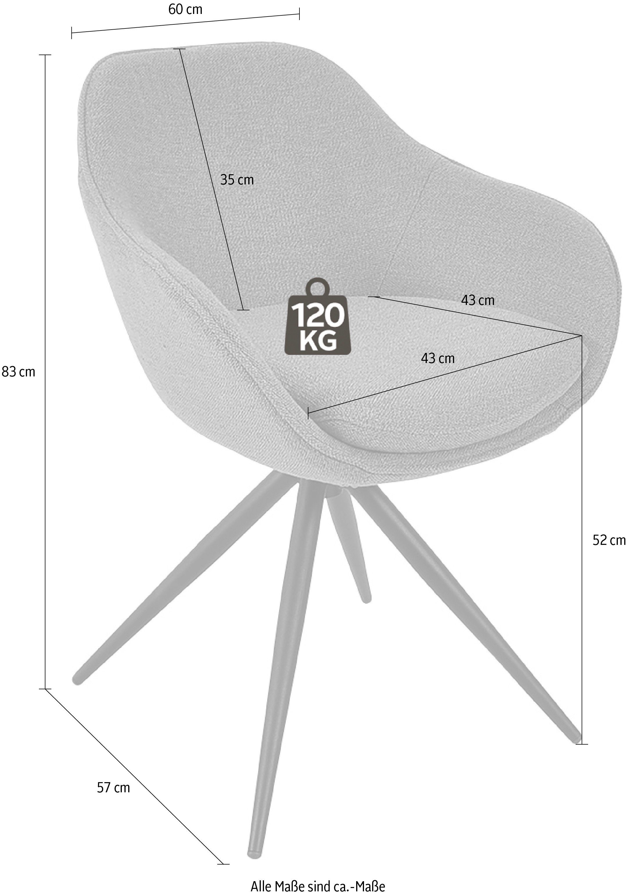 K+W Komfort & 4-Fuß Drehstuhl ZOOM, Struktur Wohnen schwarz aus Drehstuhl mit Gestell Metall