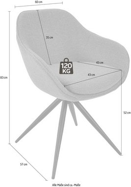 K+W Komfort & Wohnen Drehstuhl ZOOM, 4-Fuß Drehstuhl mit Gestell aus Metall schwarz Struktur
