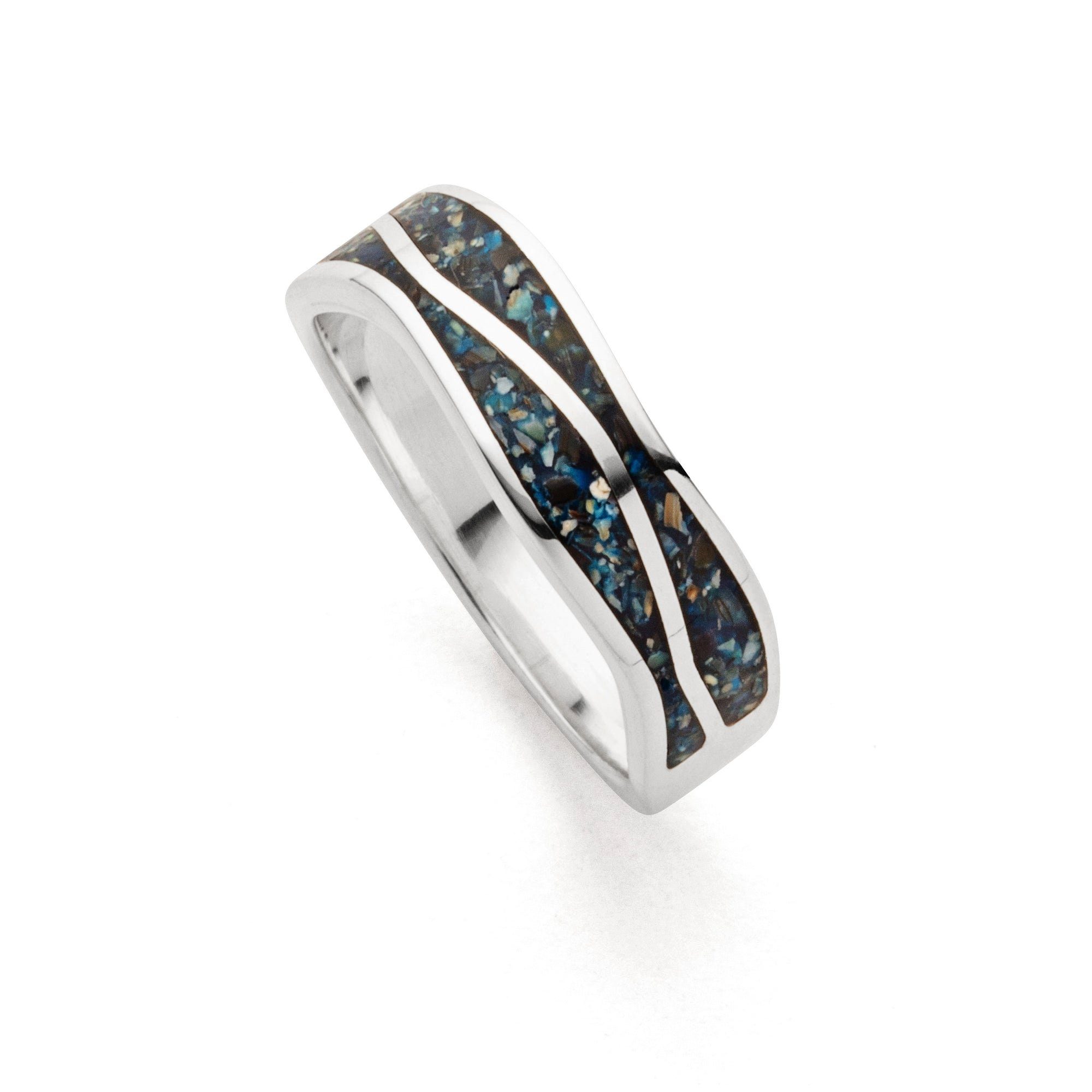 DUR Fingerring DUR Schmuck: Ring "Welle" mit Mosaik - Seeopal R5854