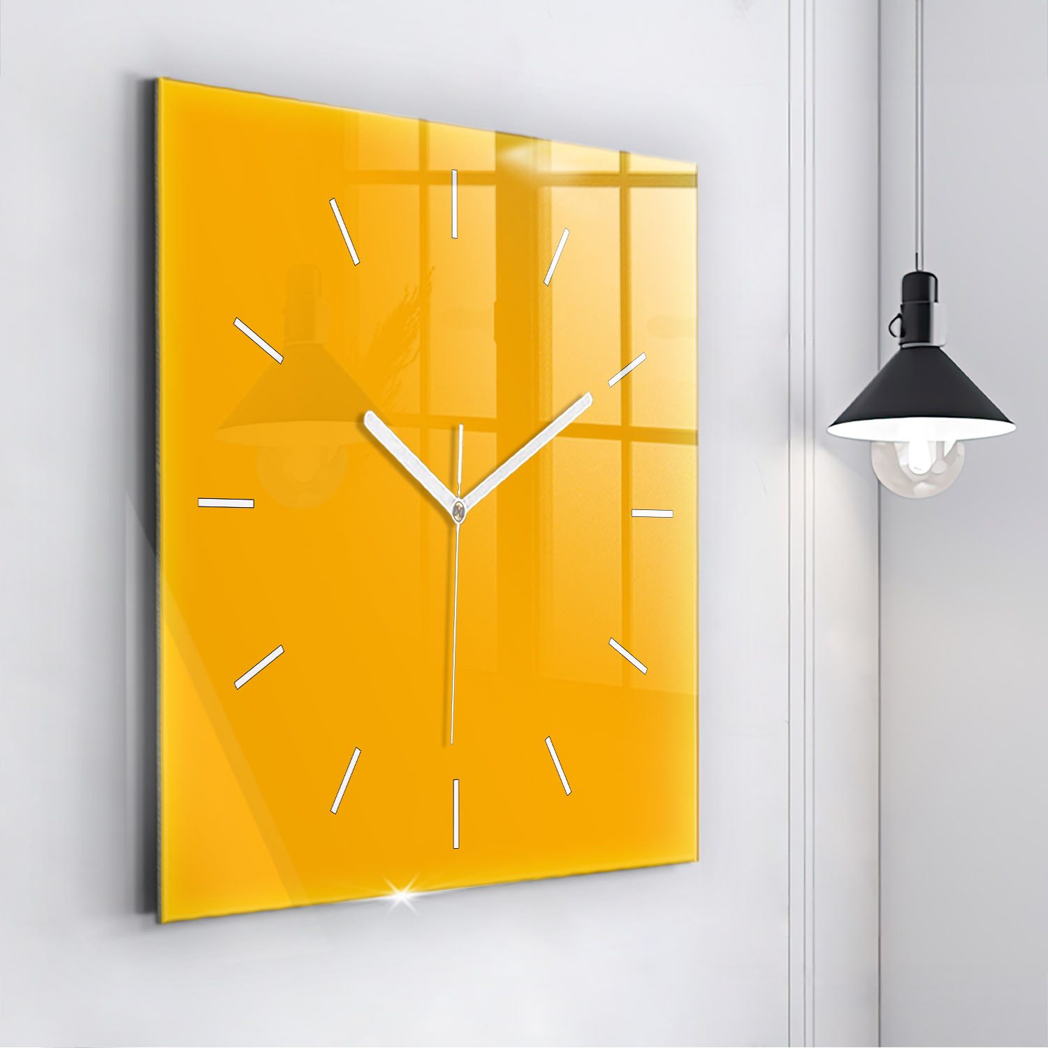 Tulup Wanduhr Wanduhr Modernistische Glaswanduhr 60x60cm Uhr aus gehärtetem Glas