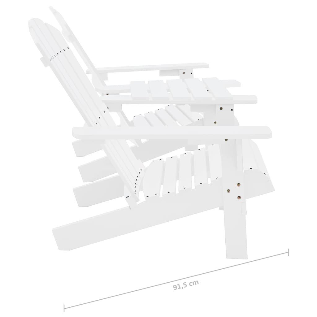vidaXL Gartenstuhl Garten-Adirondack-Stühle mit Teetisch Weiß Weiß St) Weiß Tanne (1 | Massivholz