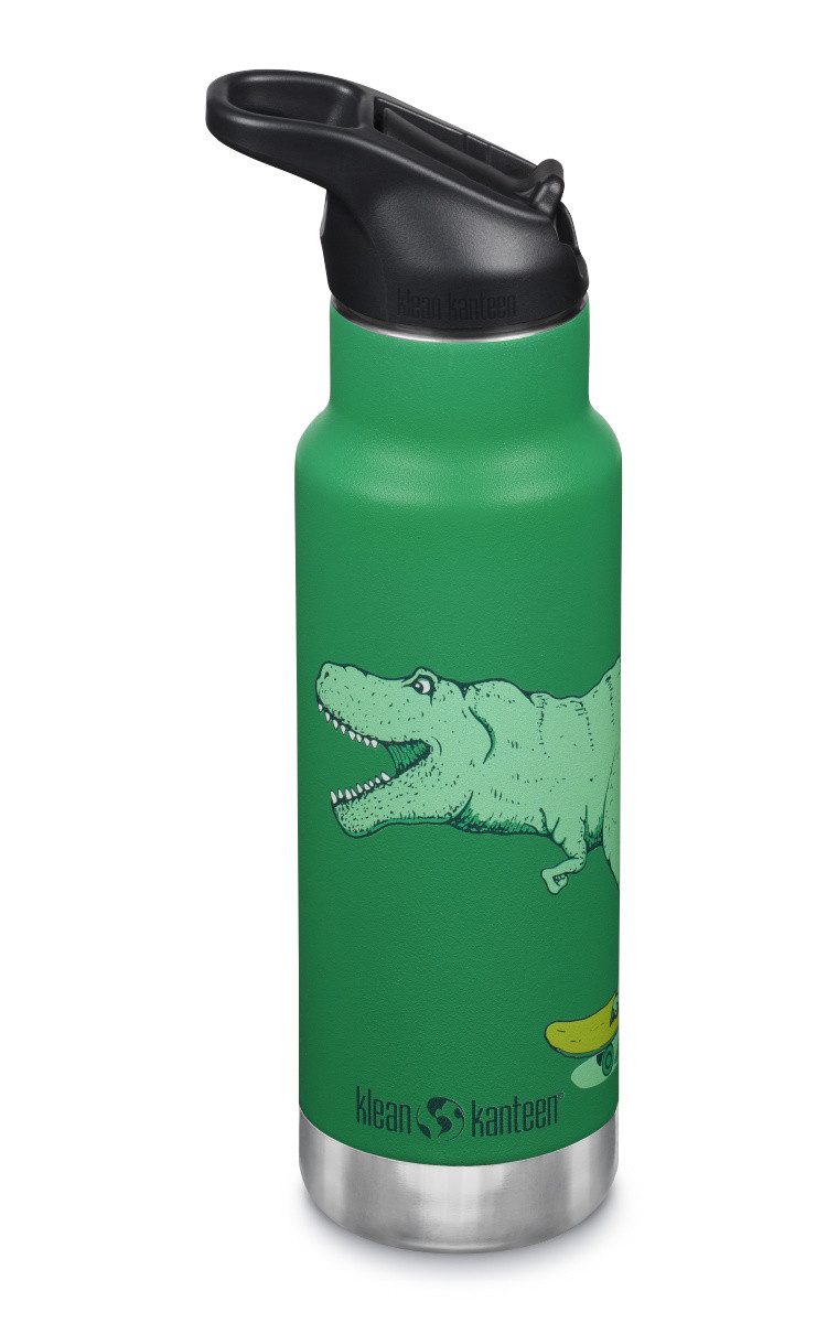 Klean Kanteen Trinkflasche Klean Edelstahl Isolierflasche Kid 355ml Flip Cap Dino Scate green
