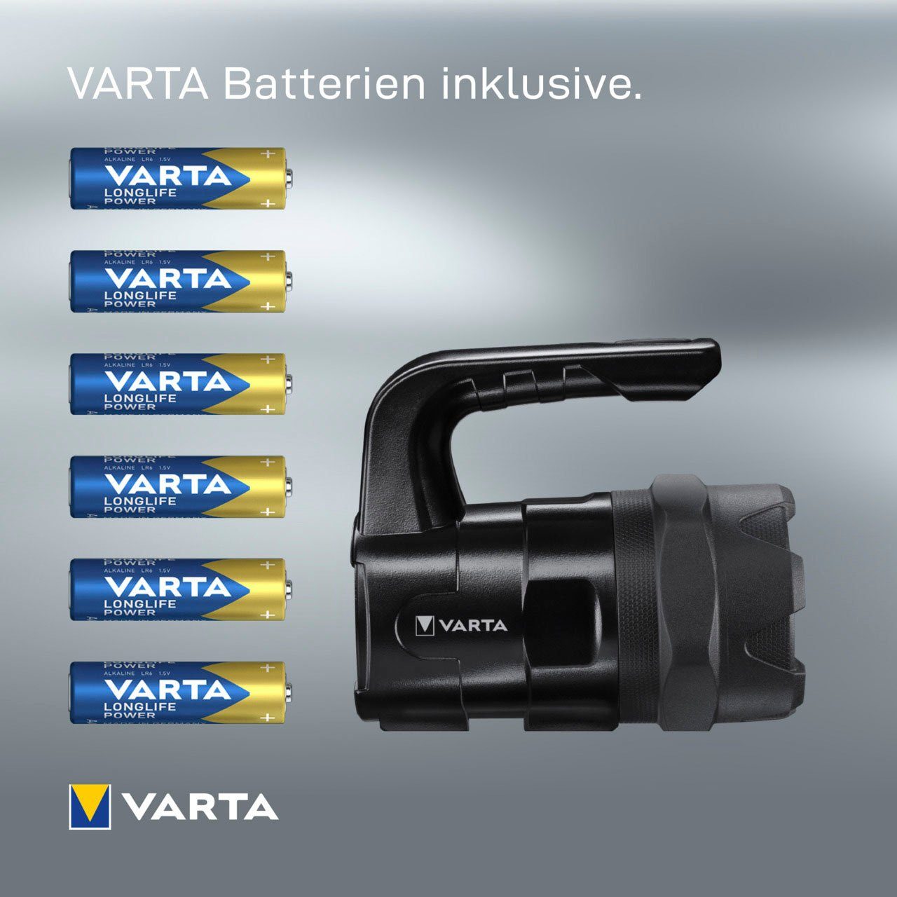 wasser- LED VARTA staubdicht, und stoßabsorbierend, 6 Taschenlampe Aluminium Watt Pro Indestructible BL20 Gehäuse eloxiertes (7-St),