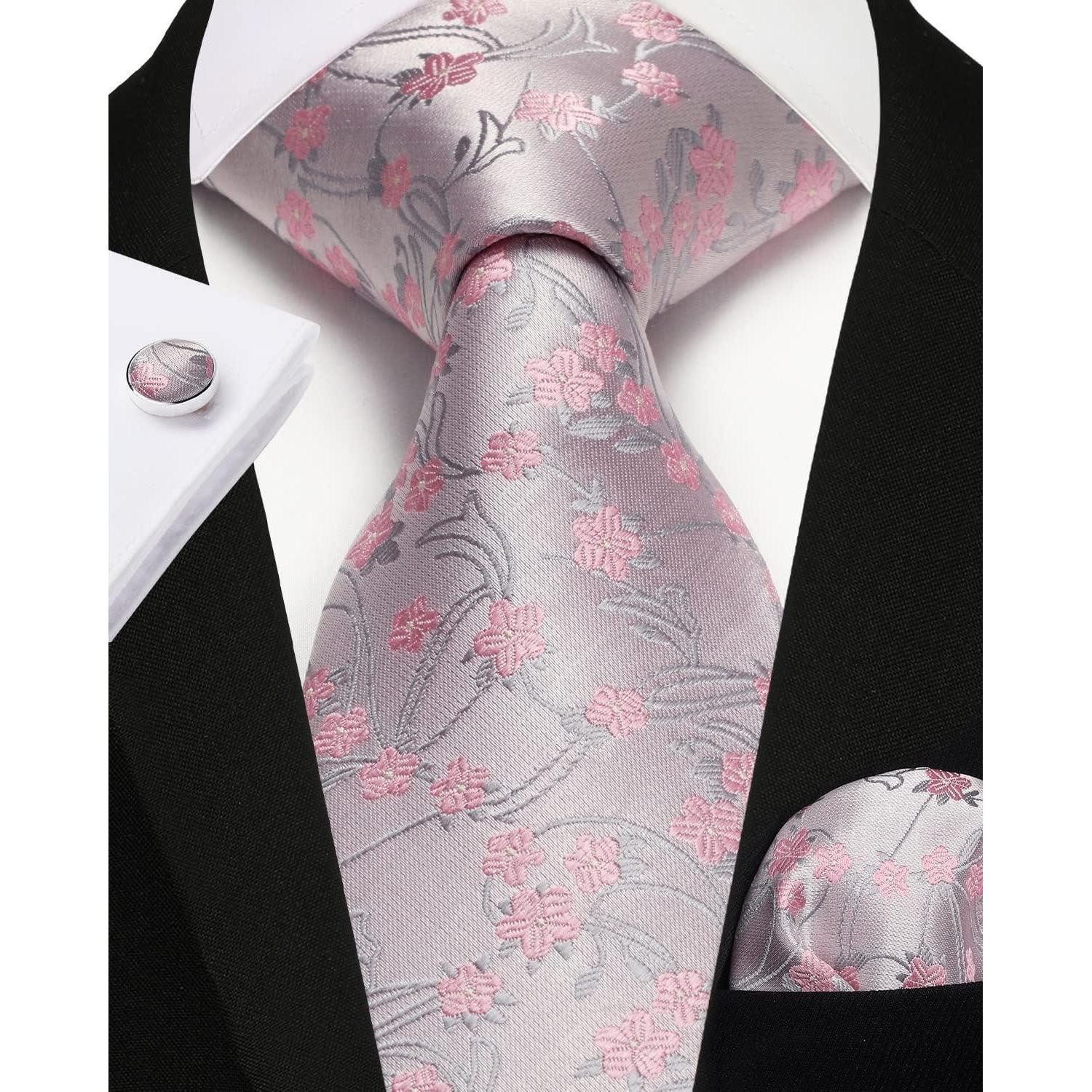LuxusKollektion Krawatte Krawatte Herren Paisley Hochzeit Set Hell-Pink Einheitsgröße – Bild 2 von 5
