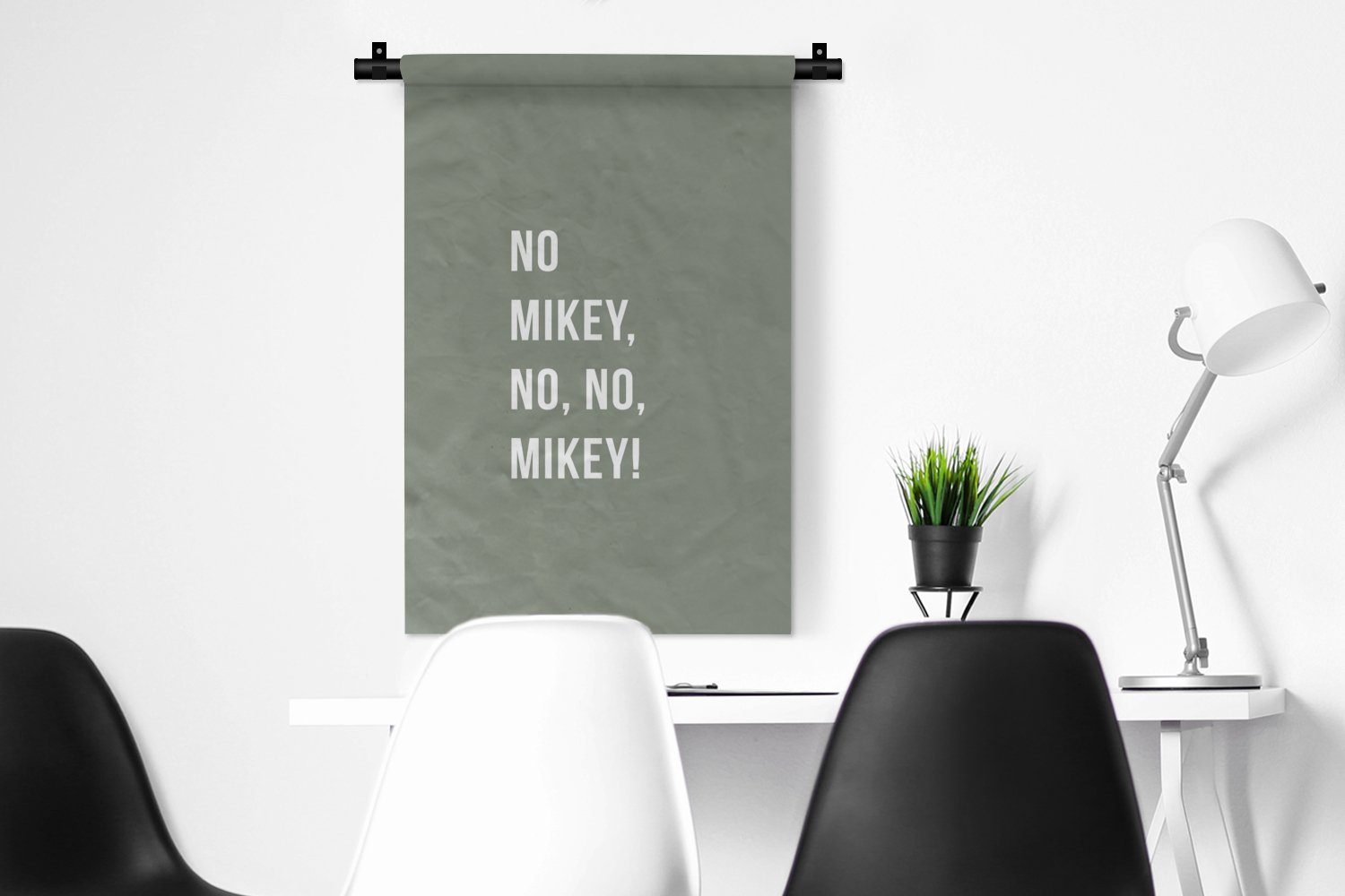 Mikey, Nein Mikey! nein, - Wandbehang, Kinderzimmer Zitate für - Grün, Kleid, Wanddeko nein, Wohnzimmer, MuchoWow Wanddekoobjekt Schlafzimmer,