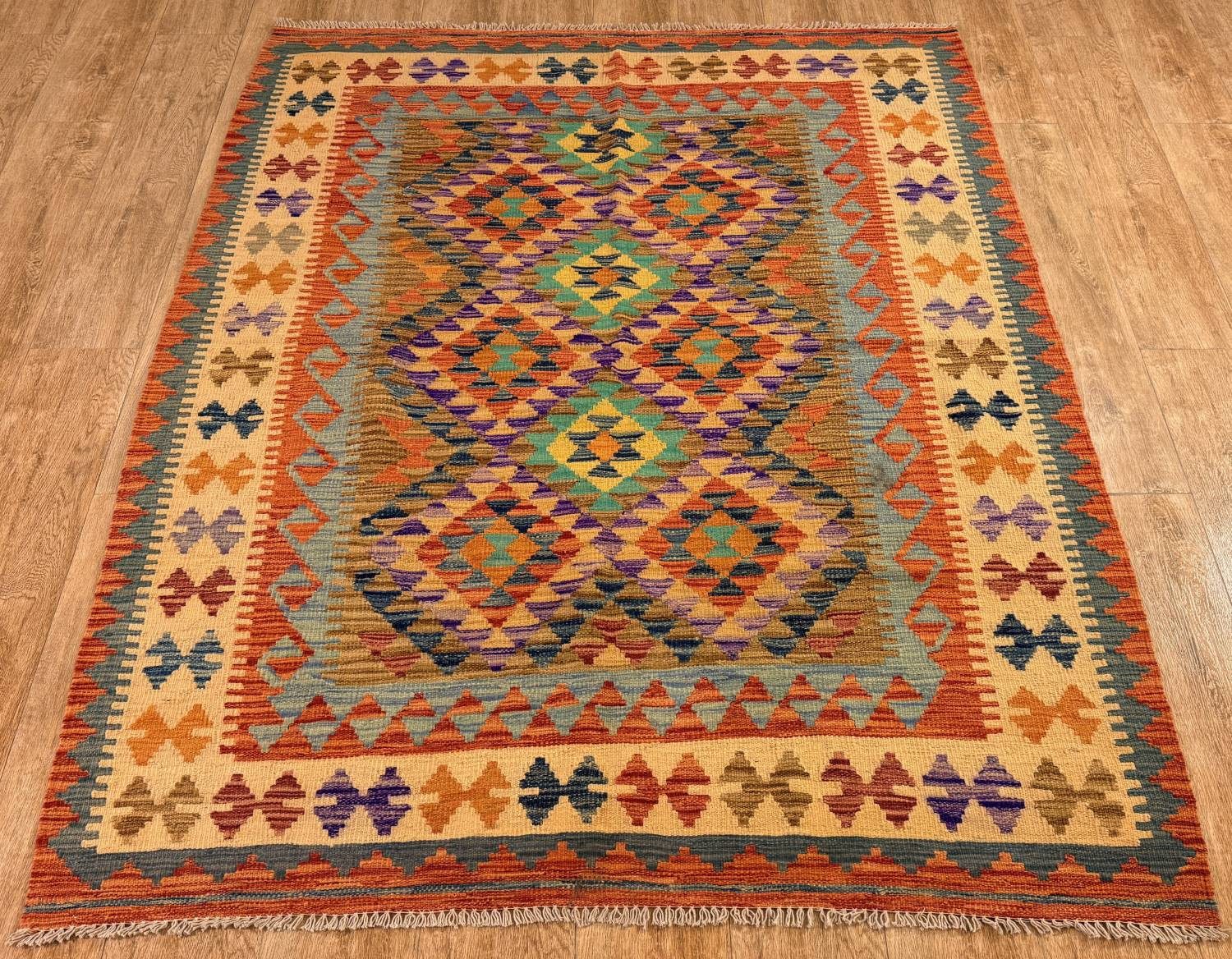 Rug Studios Teppich KELIM ORIGINAL HANDGEARBEITET, Rechteckig, Höhe: 5 mm, Handgewebt, 153 x 202 cm, Multi