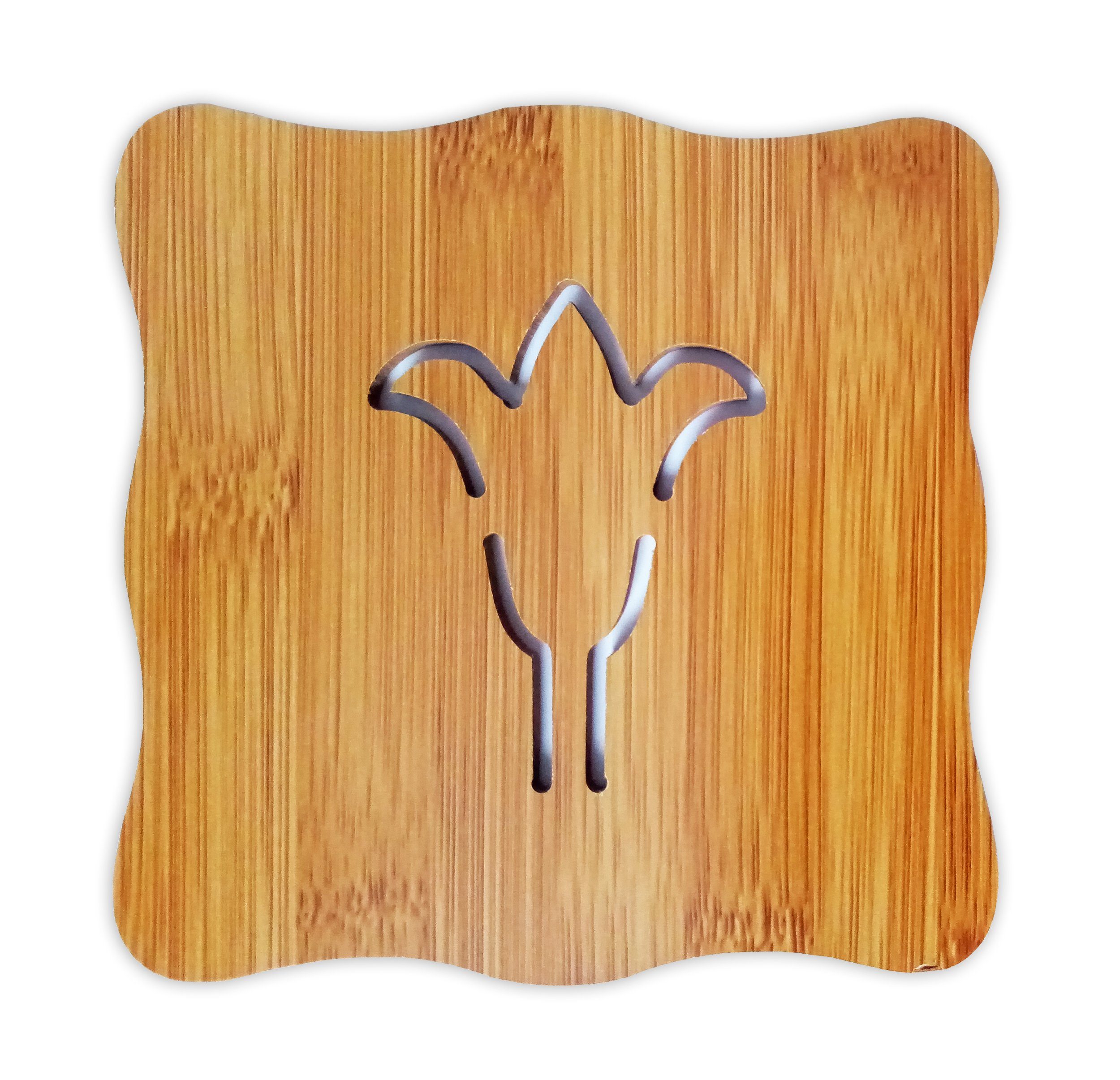 Gerimport Topfuntersetzer TOPFUNTERSETZER Bambus 14,5x14,5cm Pfannenuntersetzer 57 (Tulpe), hitzebeständig Tischuntersetzer Topfgitter Untersetzer Topf Holz