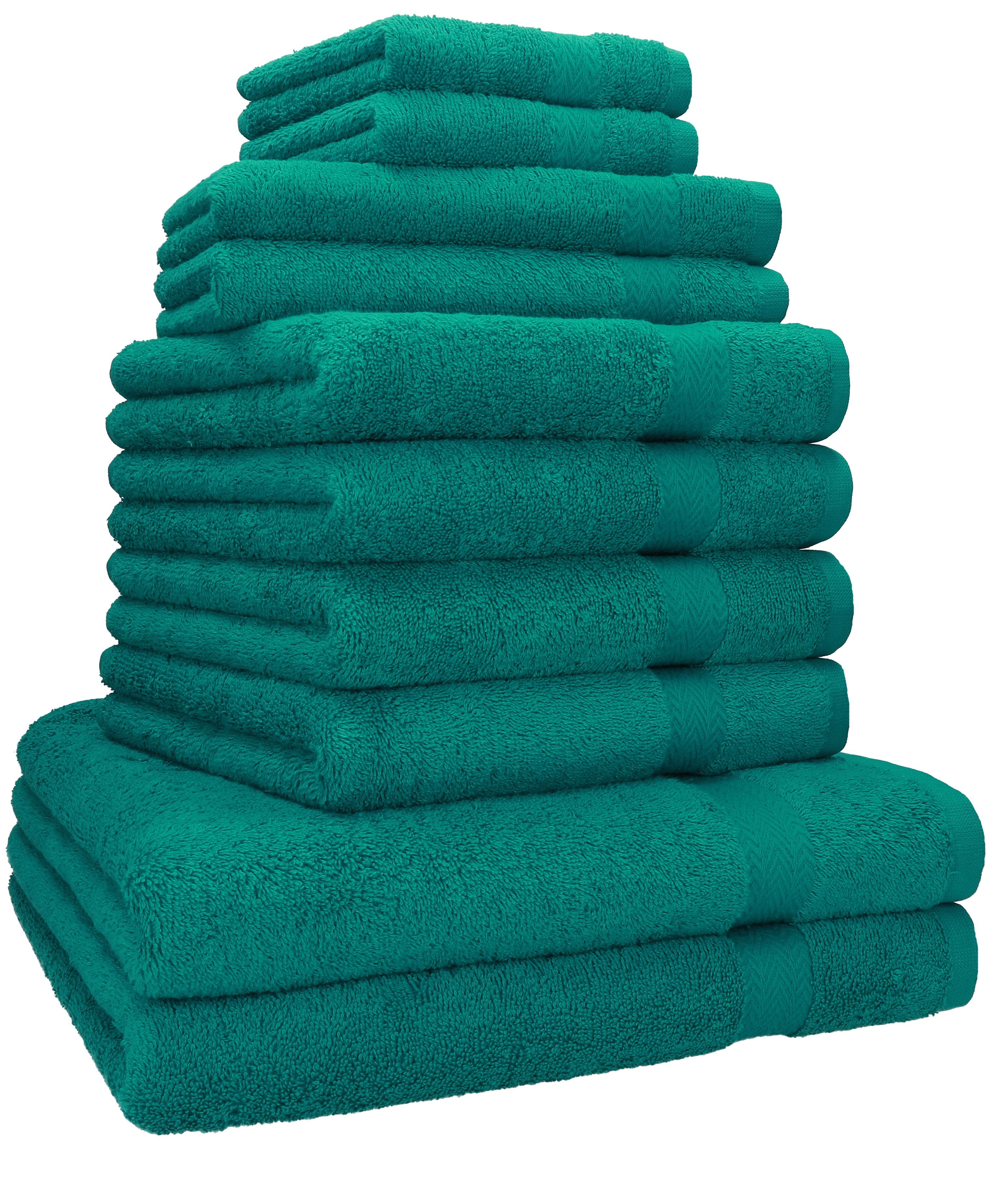 Betz Handtuch Set 10-TLG. Handtuch-Set Classic 100% Baumwolle 2 Duschtücher 4 Handtücher 2 Gästetücher 2 Seiftücher, 100% Baumwolle, (10-tlg) smaragdgrün