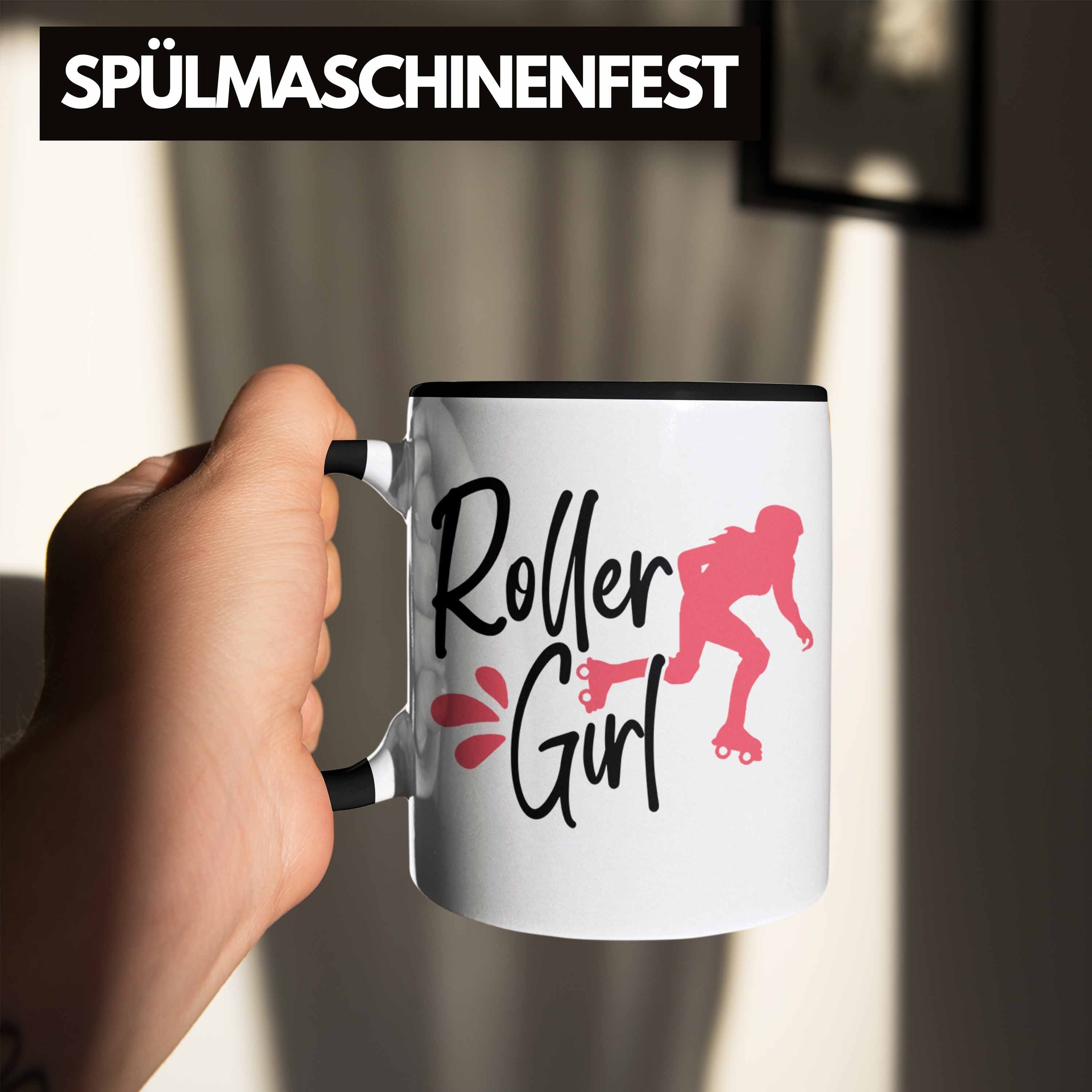 Rollschuh Tasse "Roller Trendation Lustige Tasse Roller Girl" Girls Nostal Schwarz Geschenk für