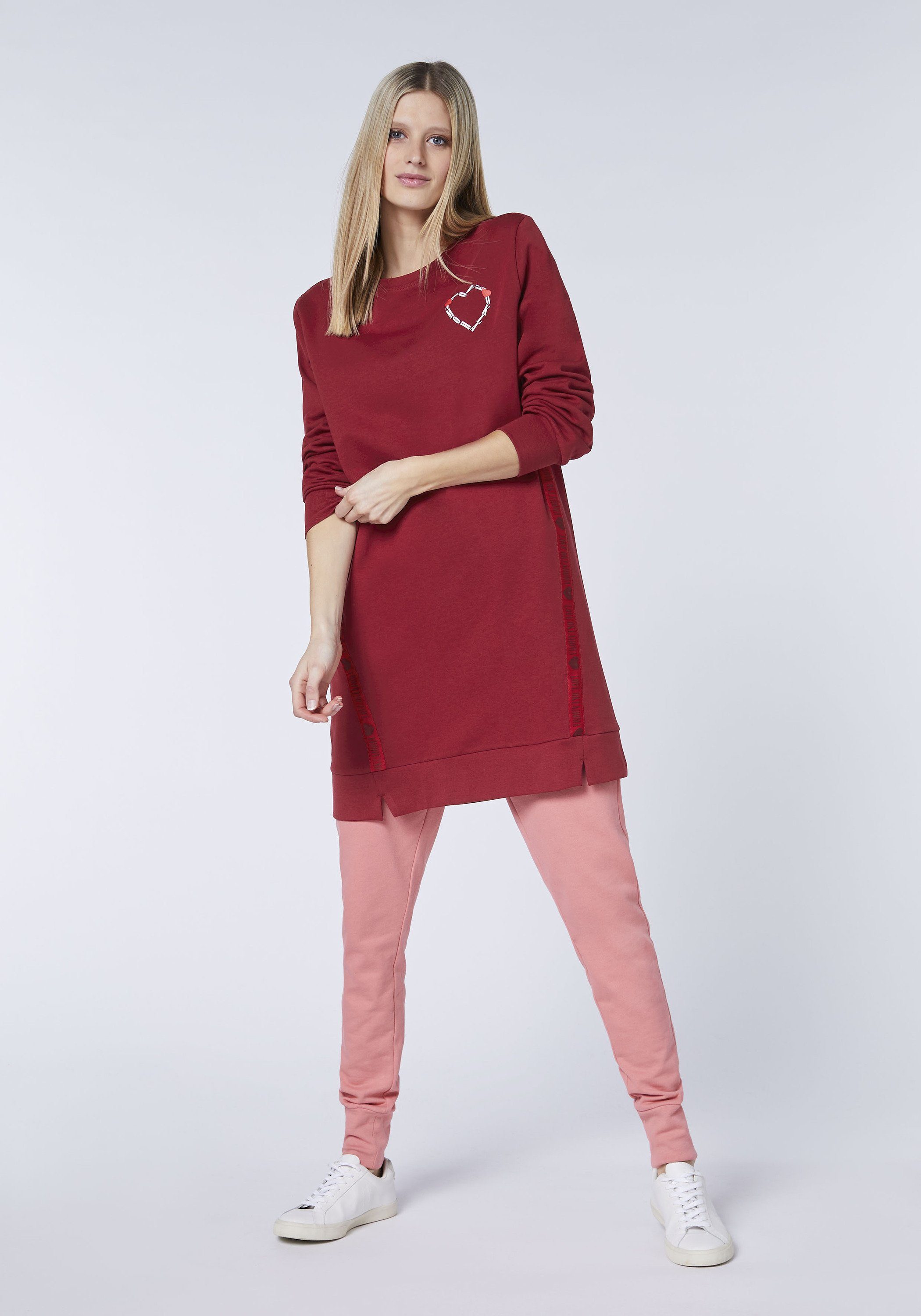 Oklahoma Jeans Sweatkleid mit kleinem Logo-Herz-Print