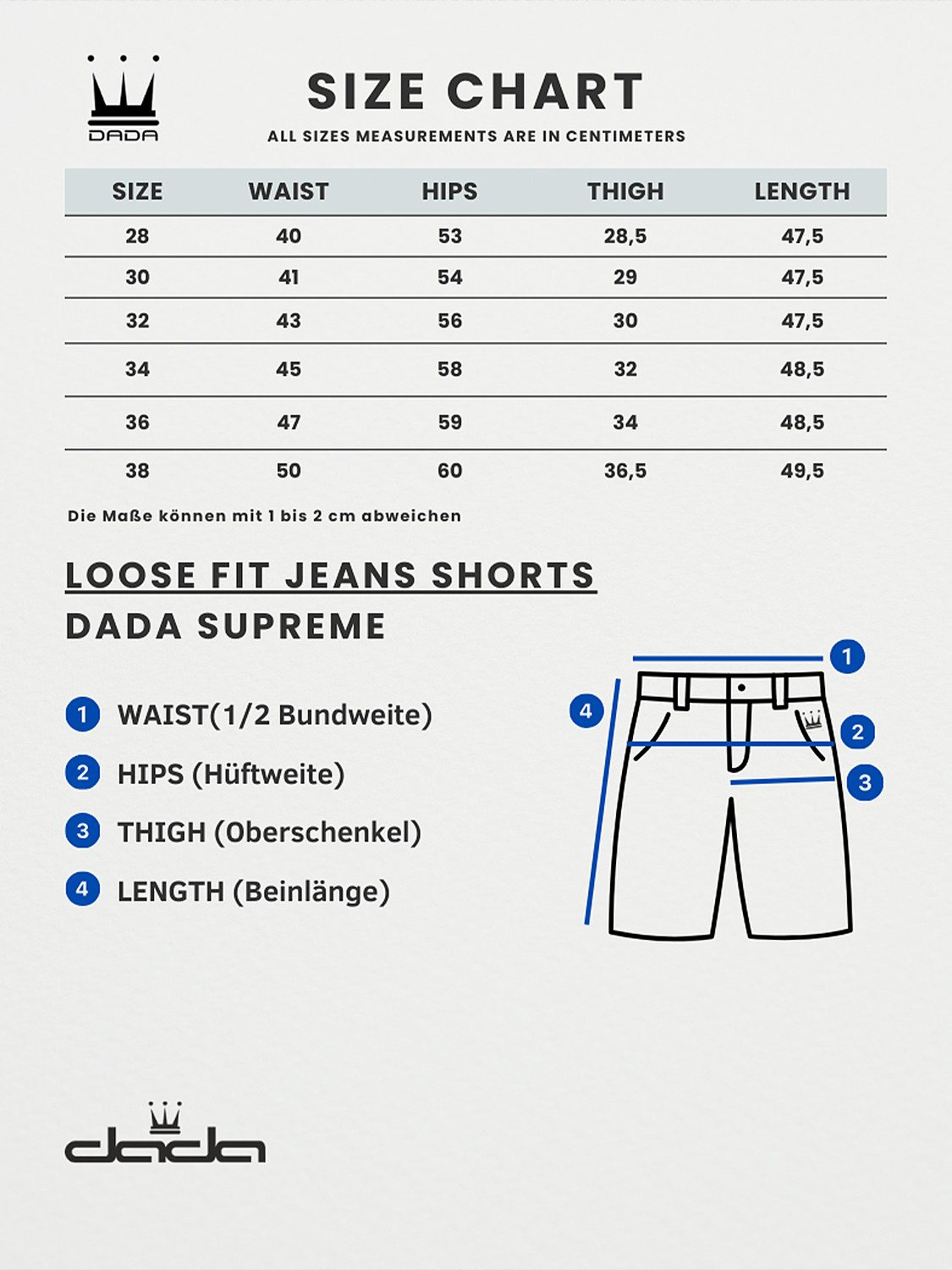 DADA Supreme Jeansshorts Denim Bermuda Loose Fit mit Print Double Crown Coin