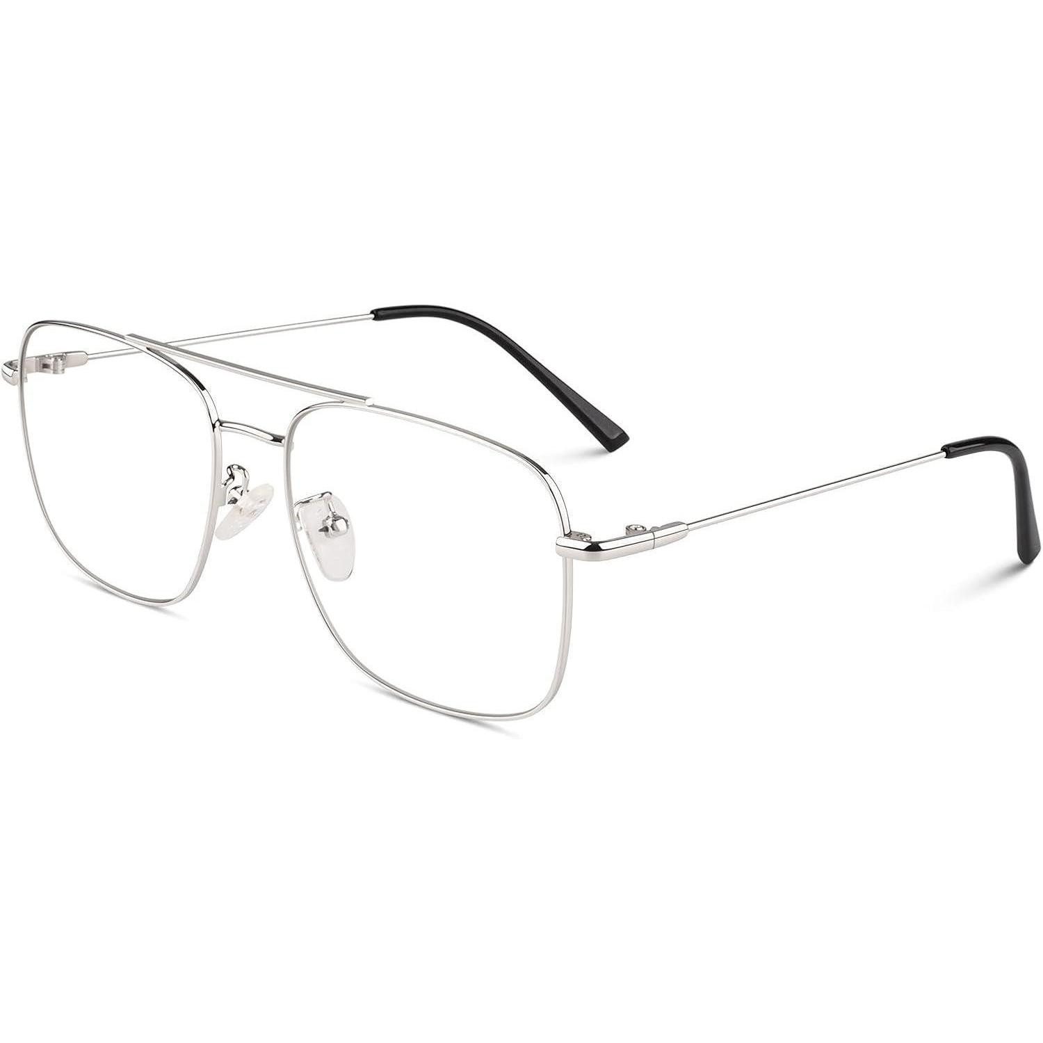 LuxusKollektion Brillengestell Brille Pilot Fake Damen Herren Retro Metallrahmen UV400 2 Silber