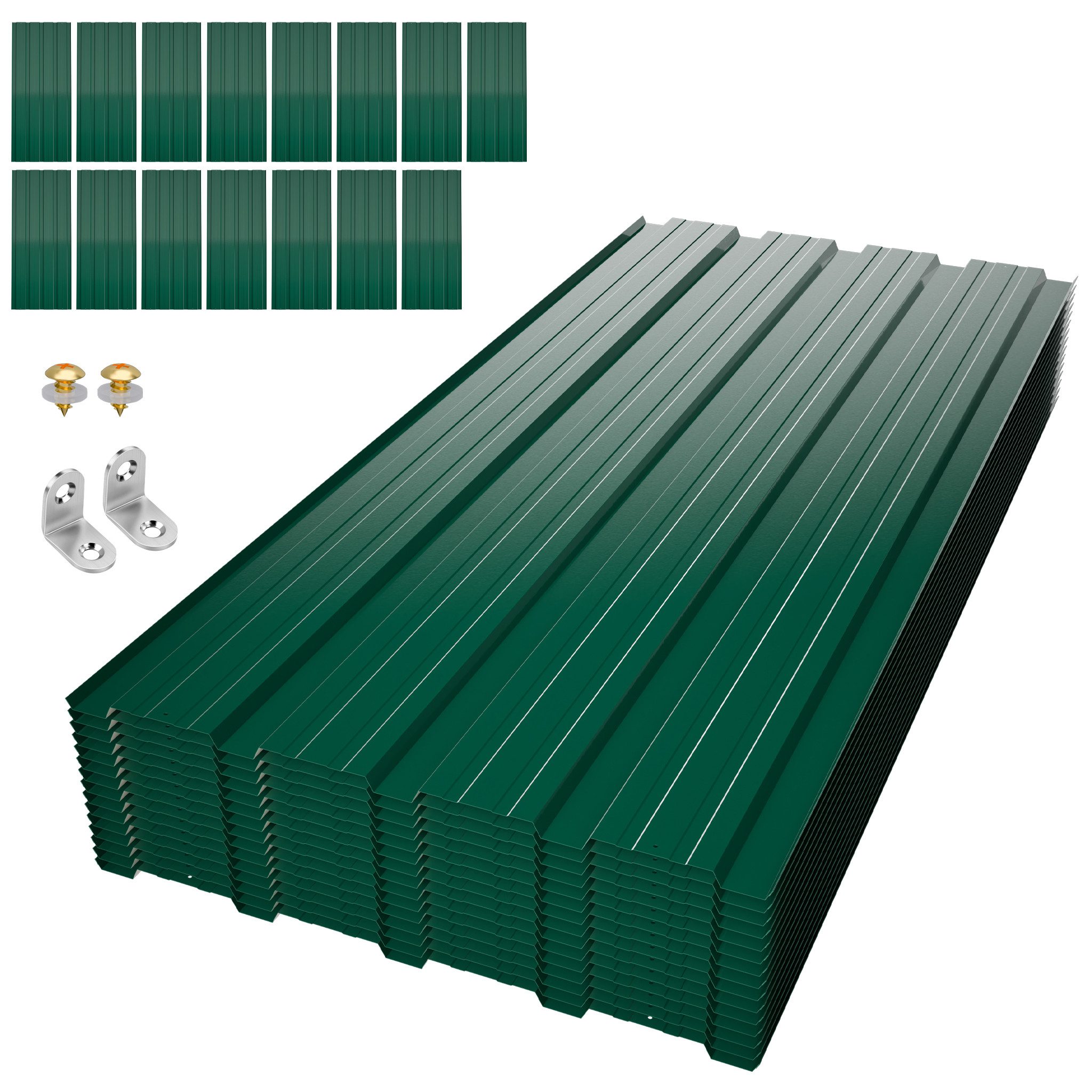GIHAUVIA Trapezblech Trapezblech Set 15 Stück, verzinkt 0,25mm,Schrauben für Carport.