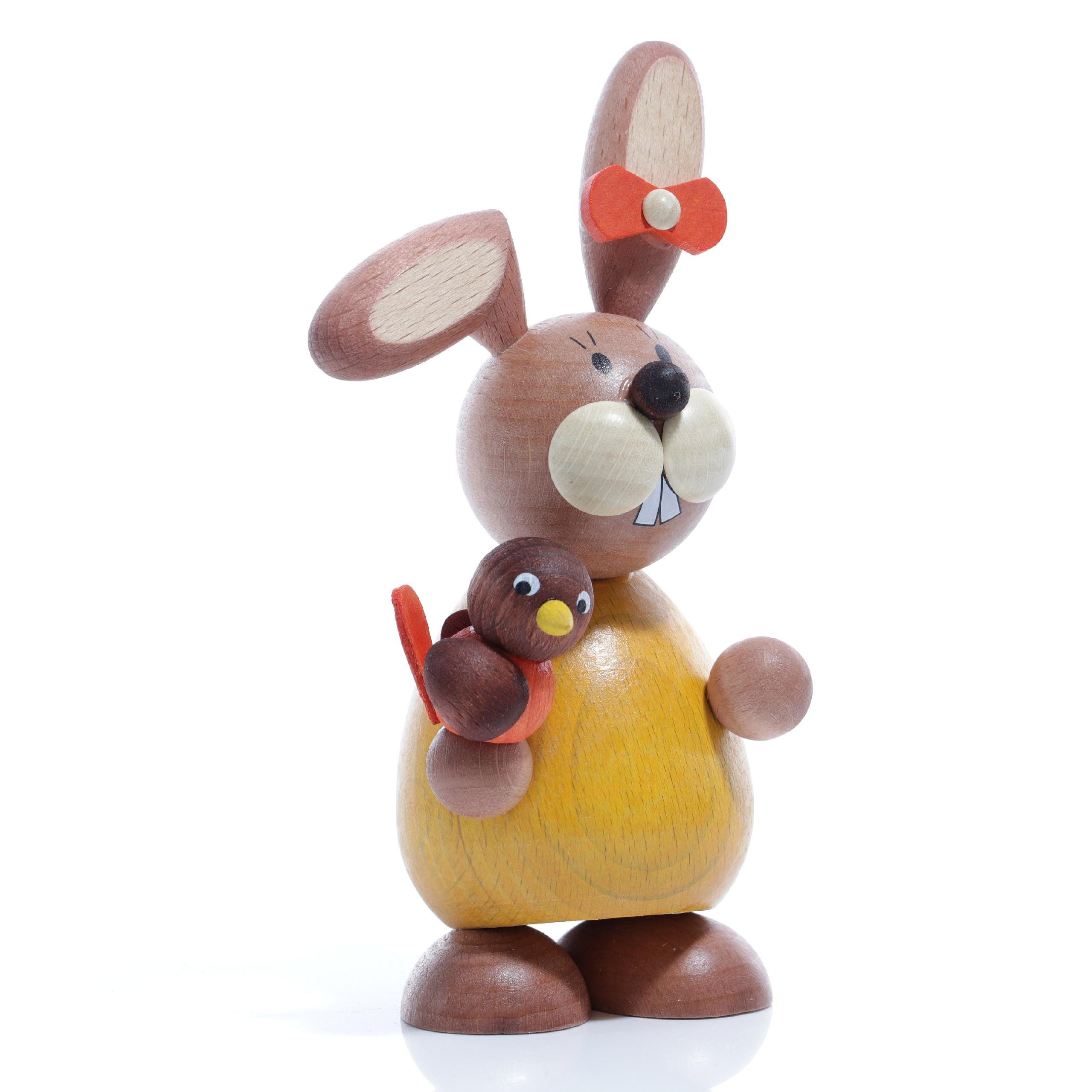 Ullrich Kunsthandwerk Osterhase Osterartikel Osterhäsin mit Vogel HxB 12x5,5cm NEU