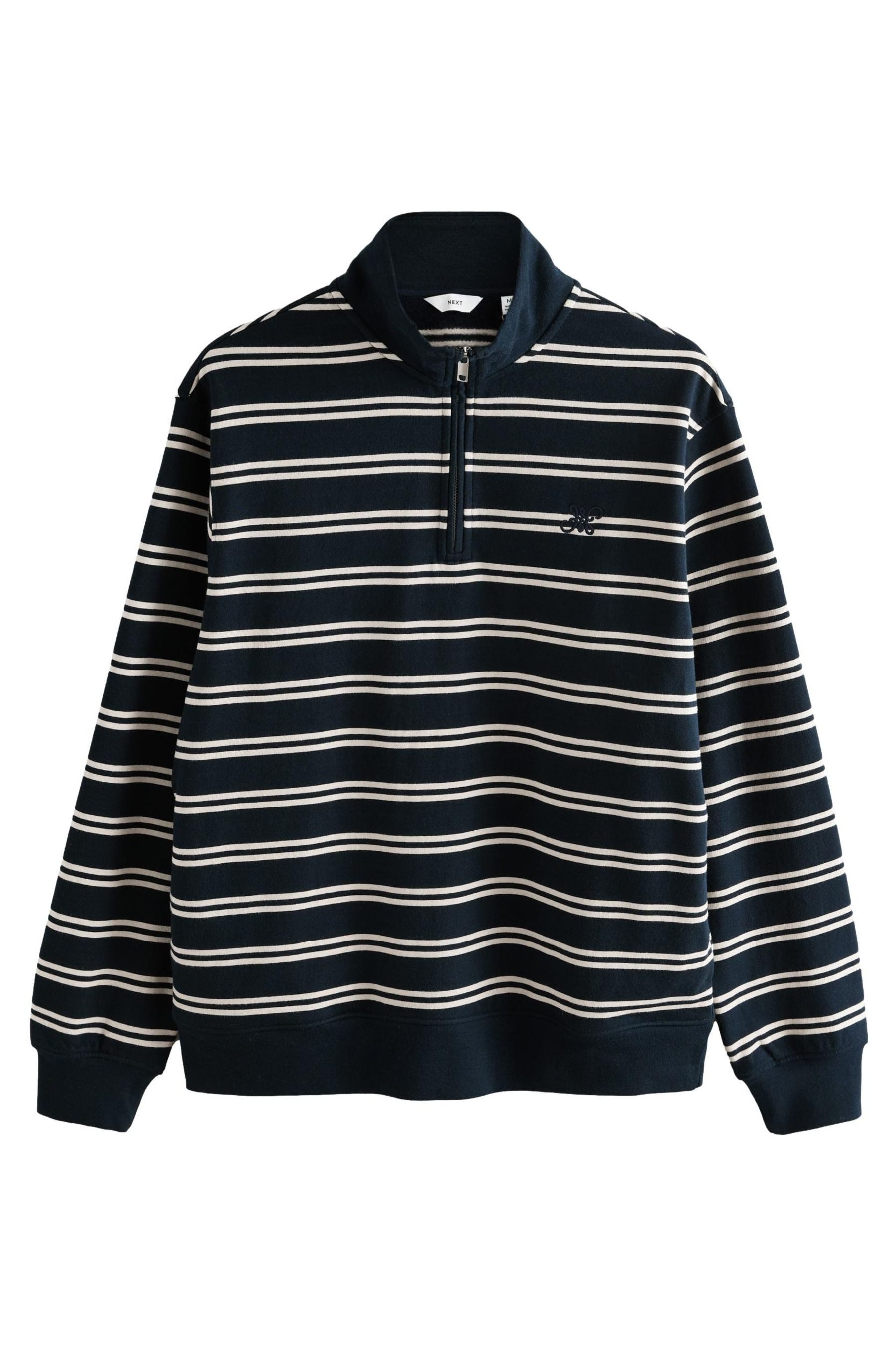 Next Sweater Getreiftes Sweatshirt mit 1/4-Reißverschluss (1-tlg)