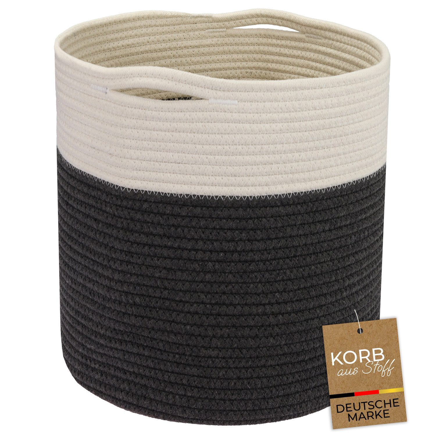 HMF Aufbewahrungskorb Aufbewahrungskorb passend für KALLAX Regal, runder Korb mit versteckten Griffen, 31 x 31 cm, Weiß-Grau