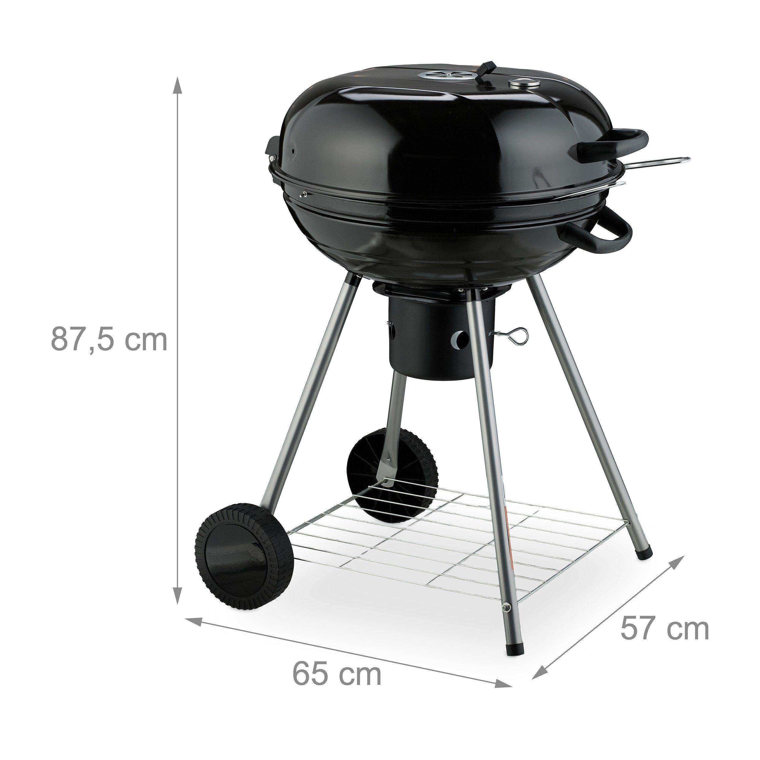 relaxdays Holzkohlegrill XXL Kugelgrill mit Rädern – Bild 4 von 5