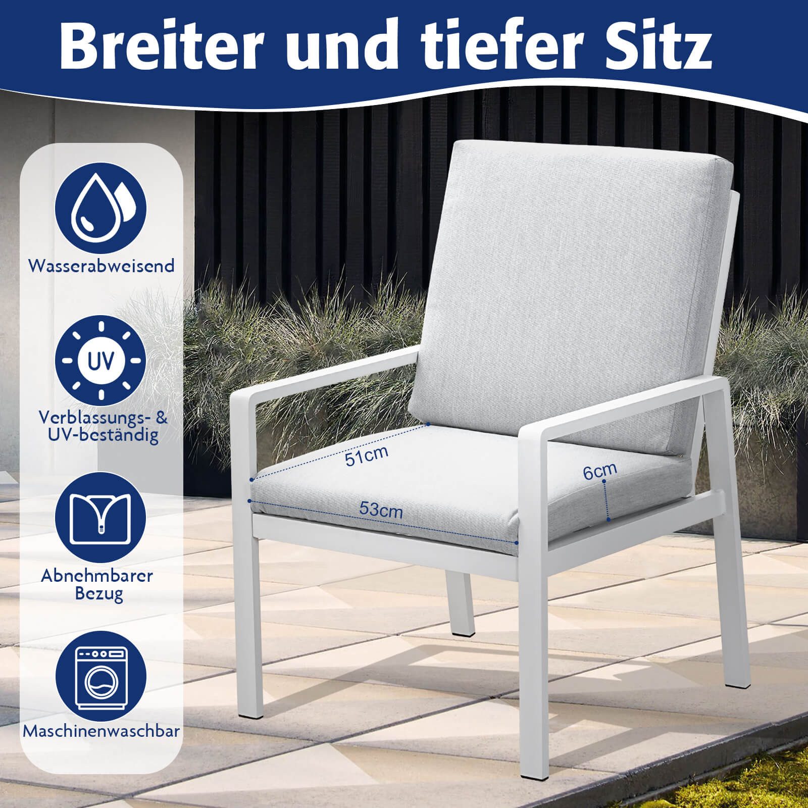 MeXo Gartenstuhl Gartenmöbel Esstischstuhl (Aluminium Gartenstühle, günstig online kaufen