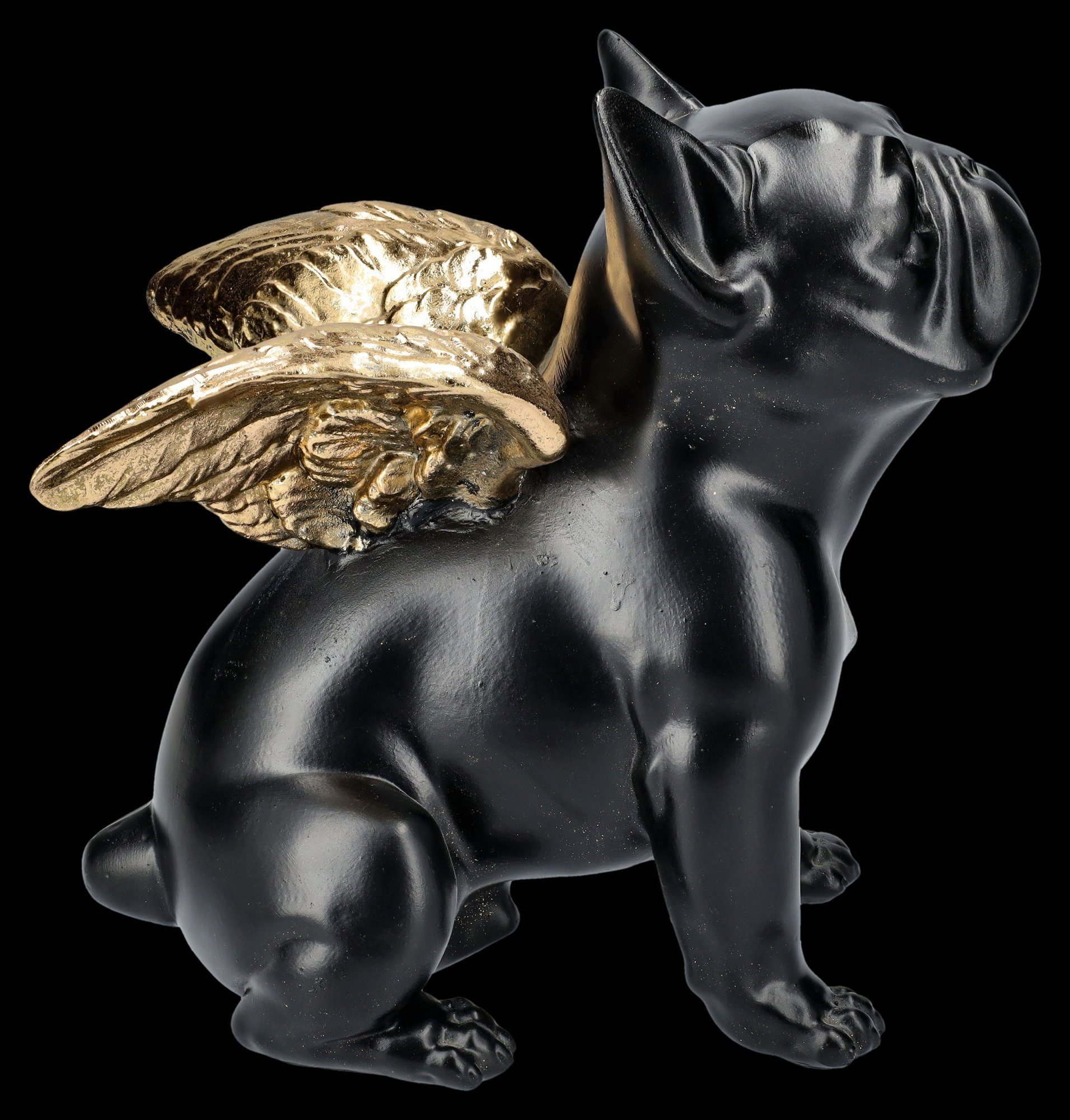 schwarz Figur goldenen Bulldoggen Figuren Flügeln mit Tierfigur GmbH Shop