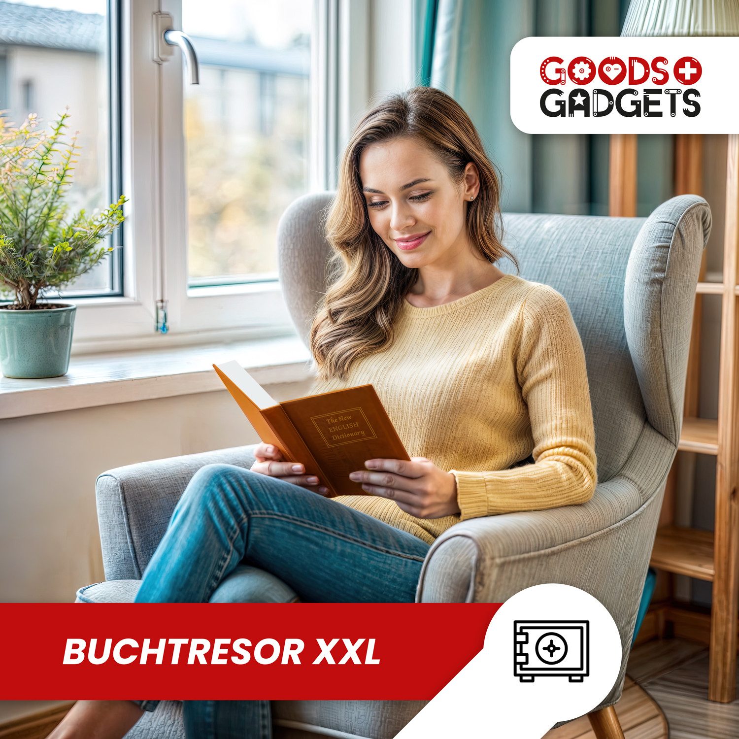 Goods+Gadgets Buchtresor GOODS+GADGETS XXL Abschließbarer Buchtresor - Geldkassette Buch (Geldkassette, Buchattrappe), Bücherregal Geheimversteck