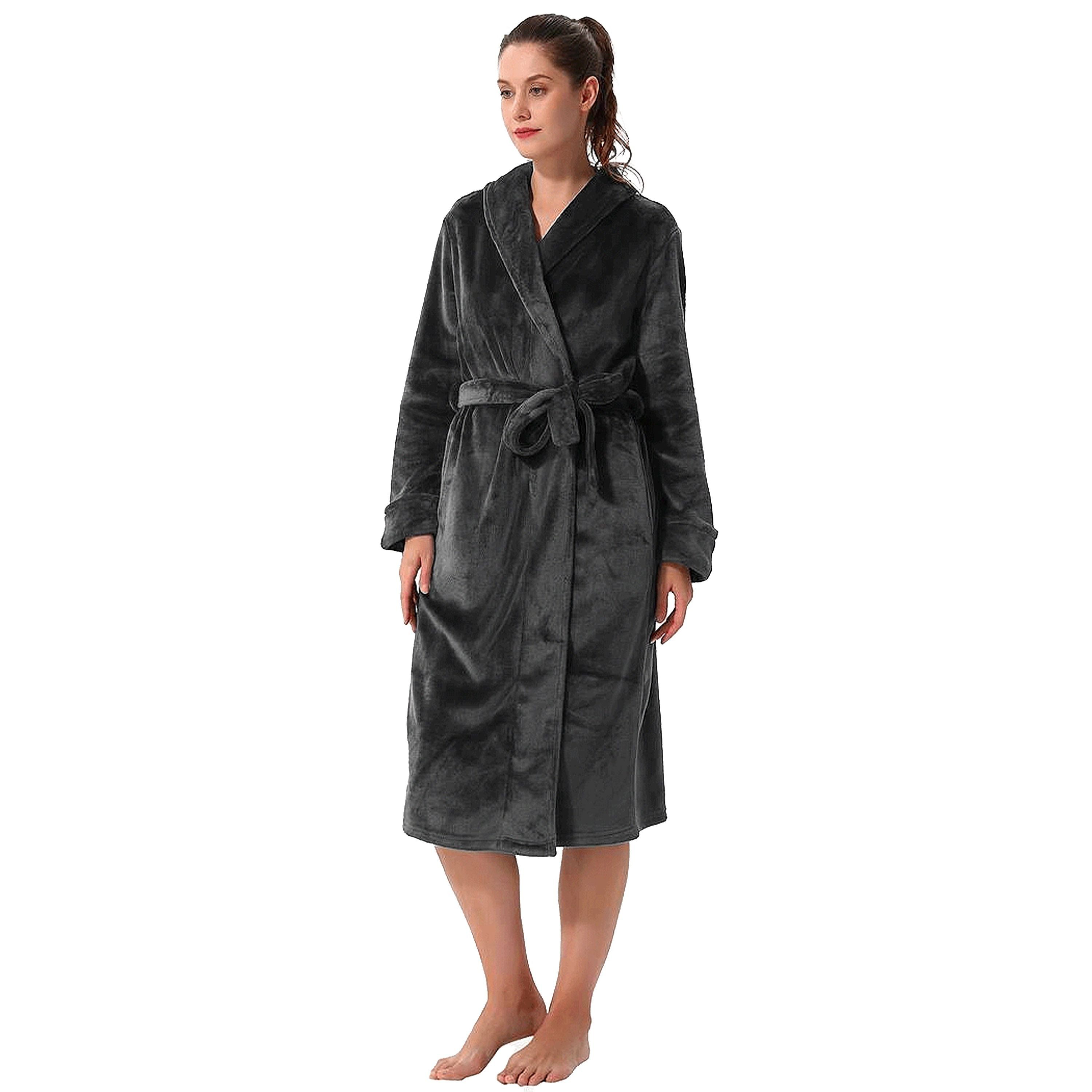 TEXEMP Unisex-Bademantel Bademantel Morgenmantel Fleece Herren & Damen Schalkragen Flauschig, Schalkragen, Gürtel, Aufgesetzte Taschen